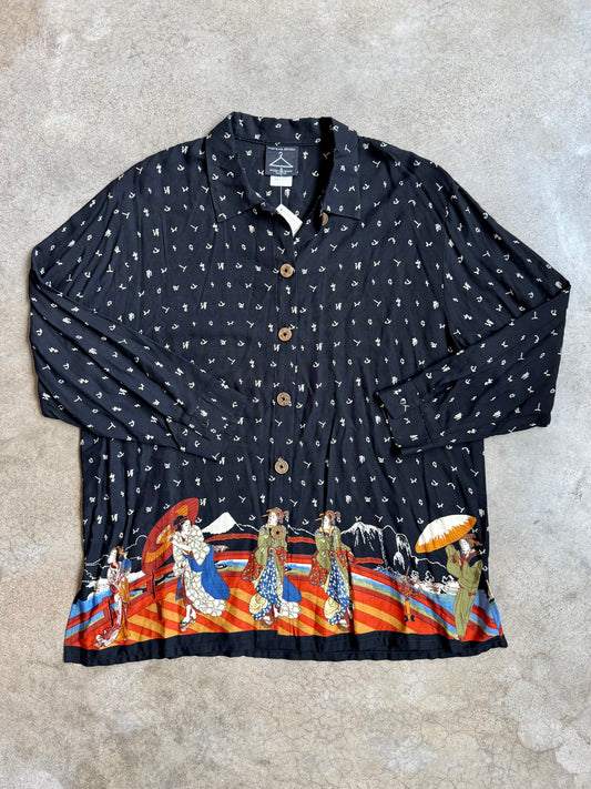 Vintage Anthony Mark Hankins Asian Printed Blouse | 1X