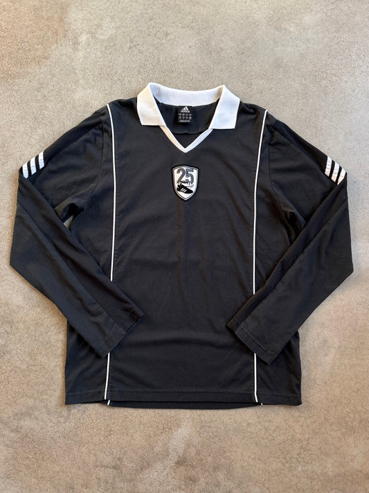 2006-7 Adidas "25" Felt Patch Collared Soccer Referee Long Sleeve Jersey | Medium