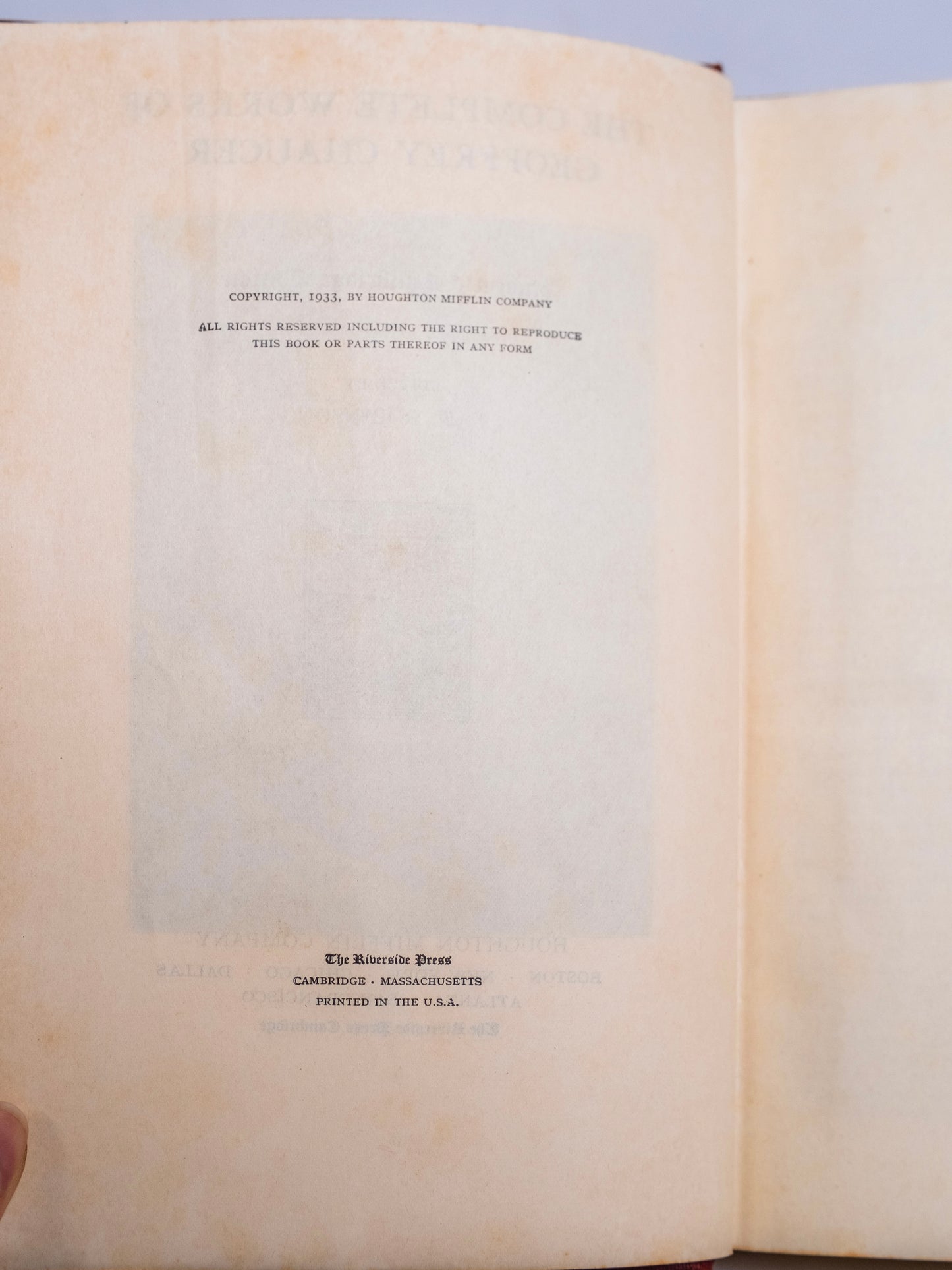 1933 The Complete Works of Chaucer Book