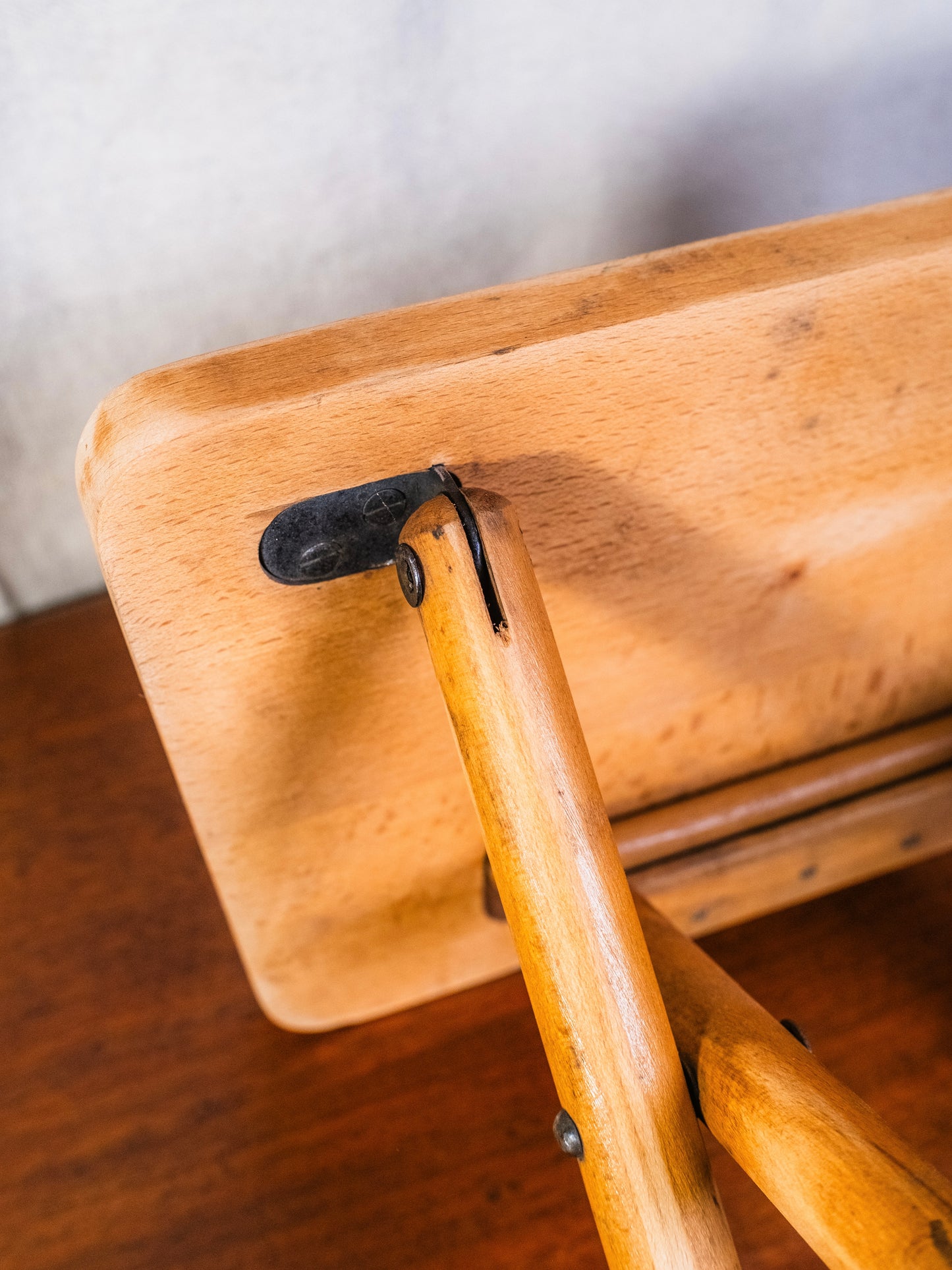 Vintage 1950s Wood Folding Stool