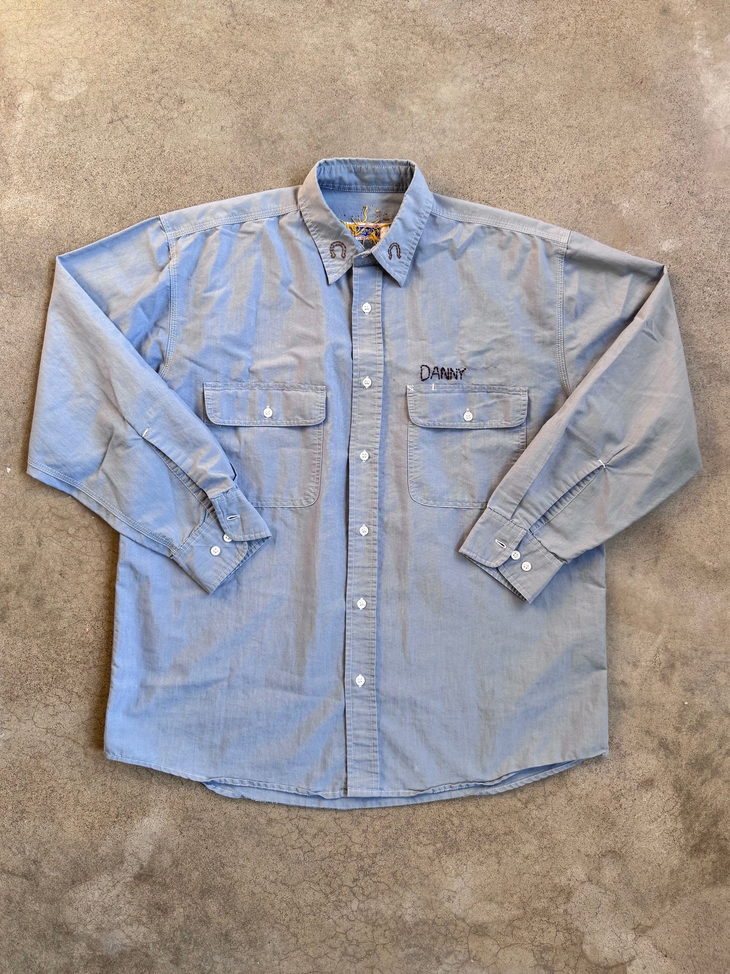Vintage 1970s Big Smith Western-Style Hand-Embroidered “Danny” Work Shirt | XL