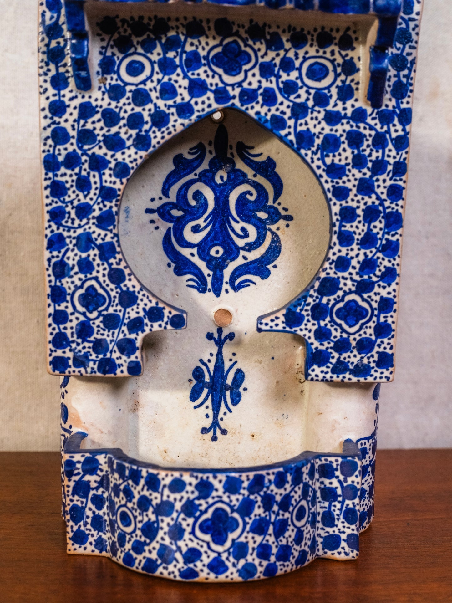 Vintage Ceramic Hand-Painted Moroccan Fountain Wall Hanging