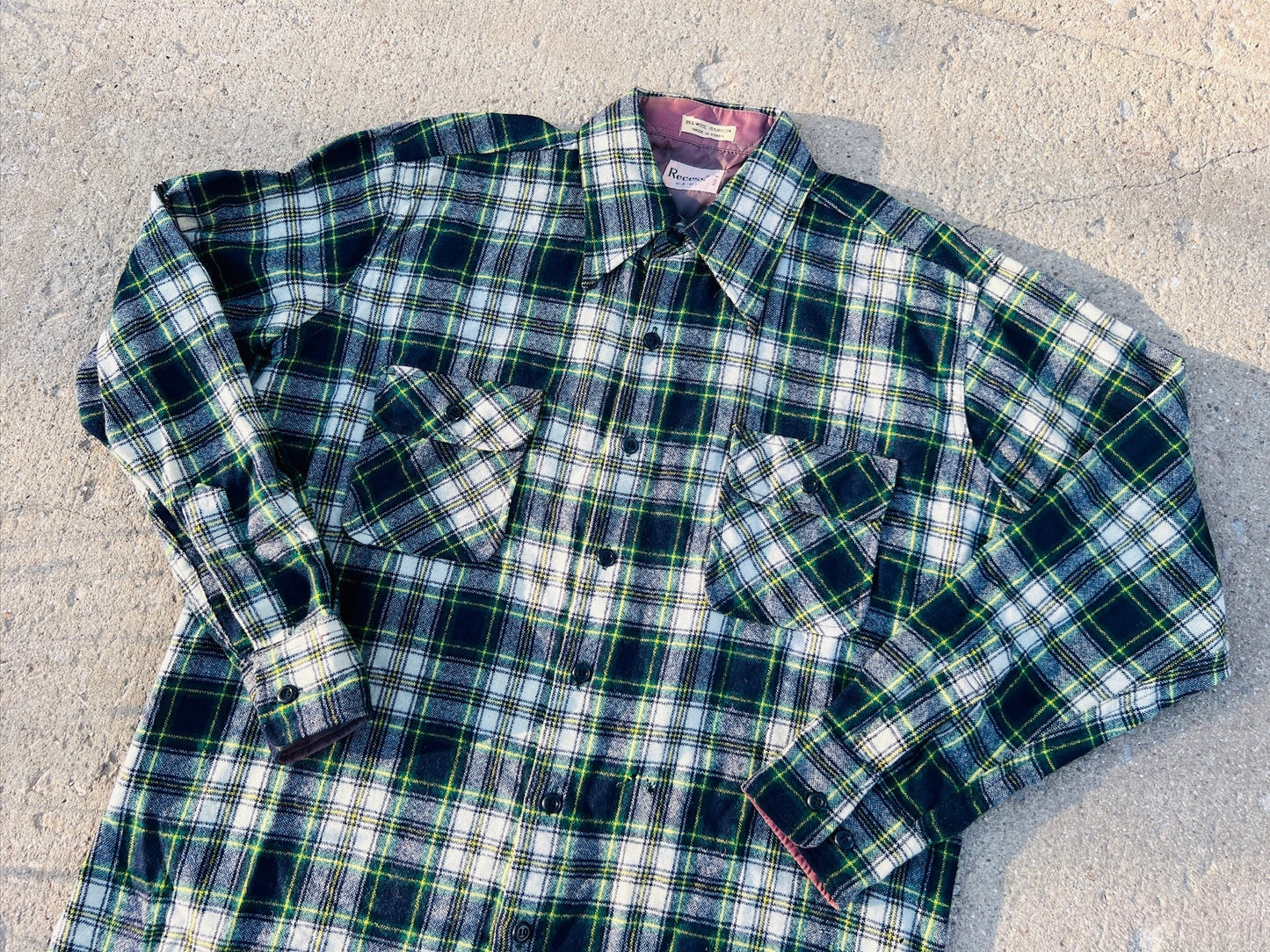 Vintage 1980s Recess Wool Flannel Button Down Shirt | Large