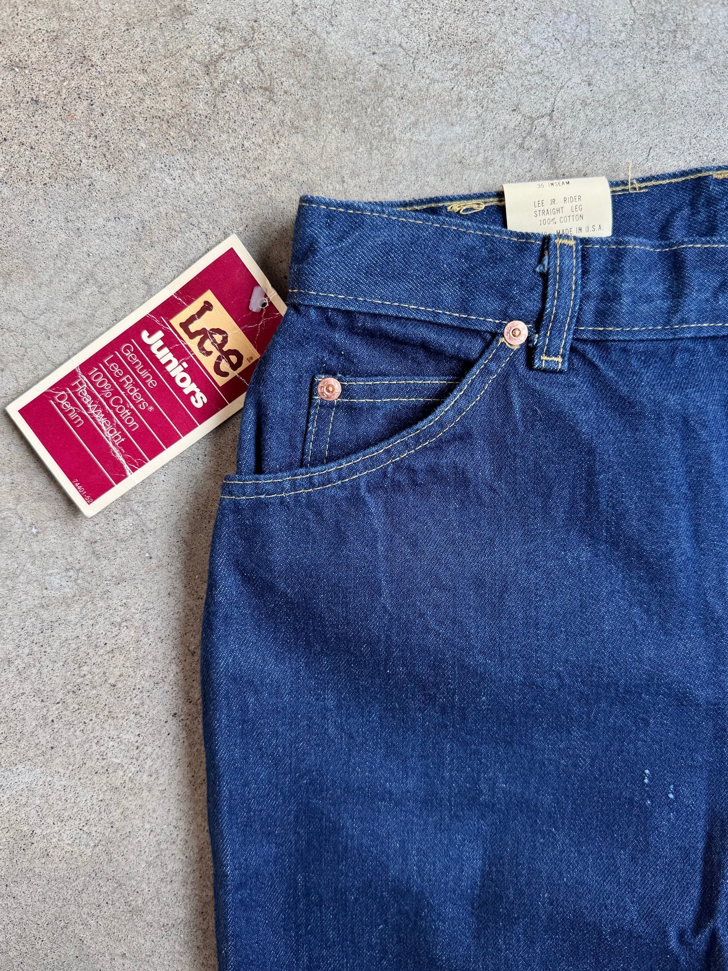 Vintage 1980s Lee Jr. Rider Deadstock Dark Wash Straight-Leg Jeans | Waist 29”