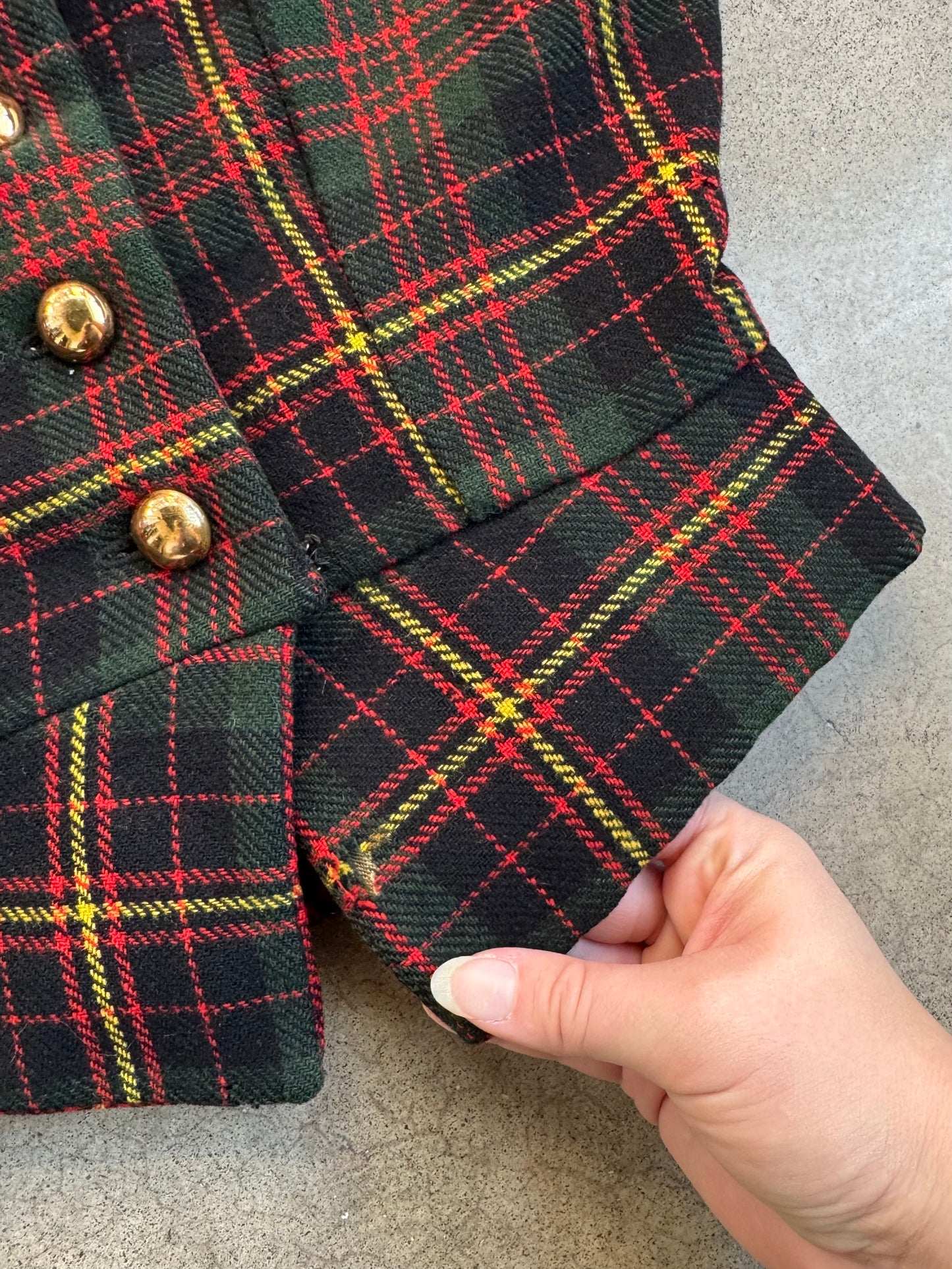 Vintage 1980s Tartan Plaid Buttoned Vest Top | XS