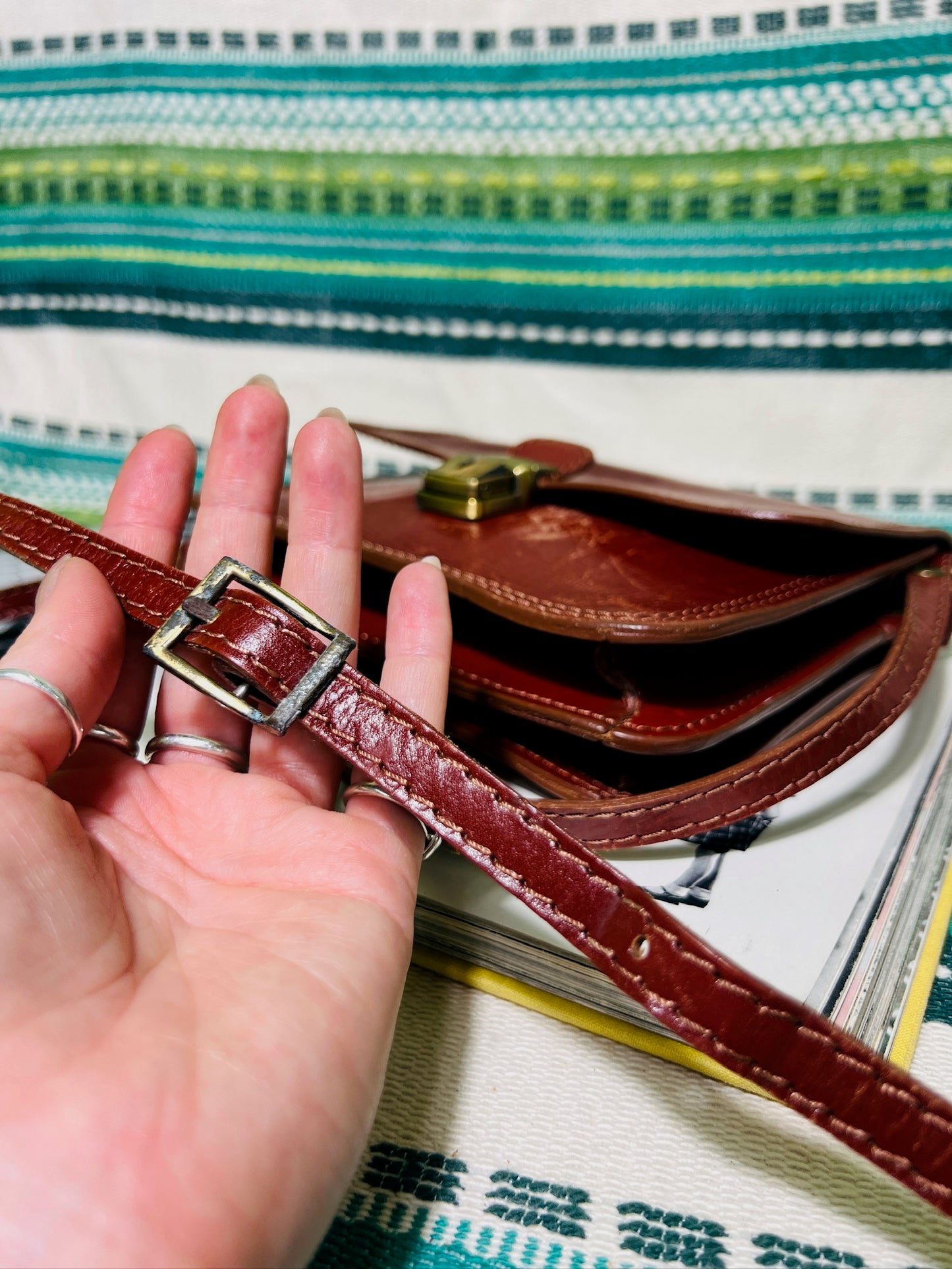 Vintage Vera Pelle Italian Leather Crossbody Purse