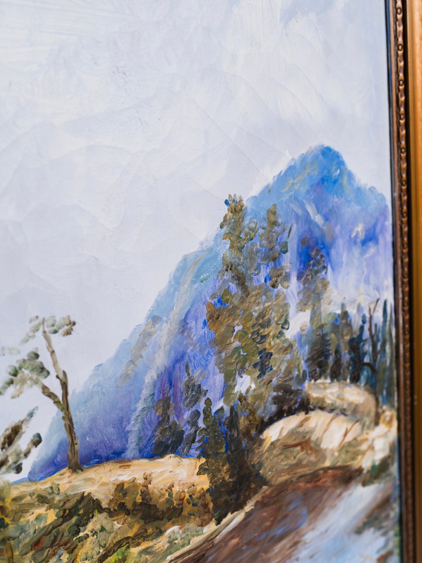 Early 20th Century Framed & Signed Mountain Landscape Oil on Canvas Painting