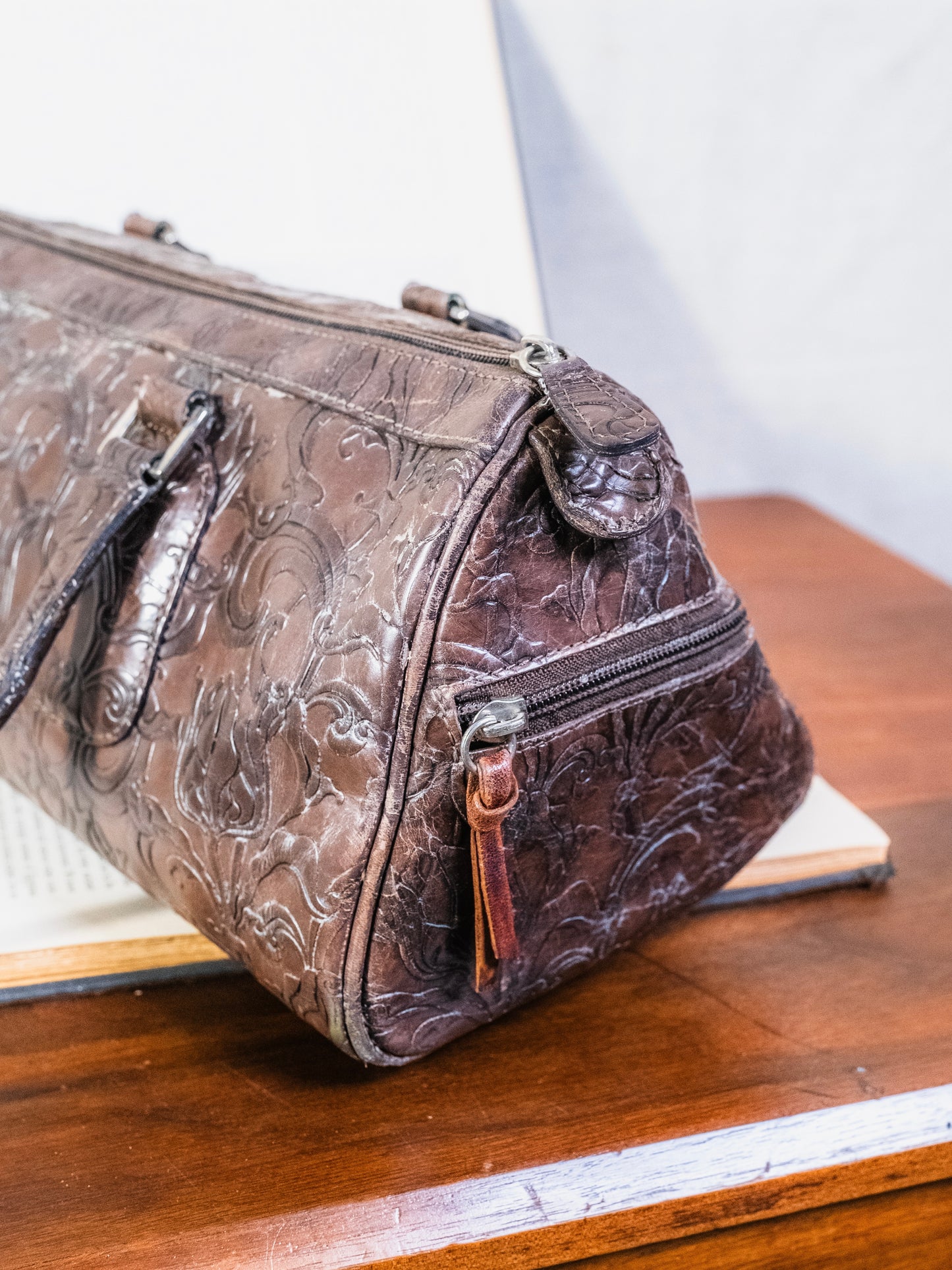 Vintage 1990s Wilsons Leather Floral Embossed Shoulder Bag