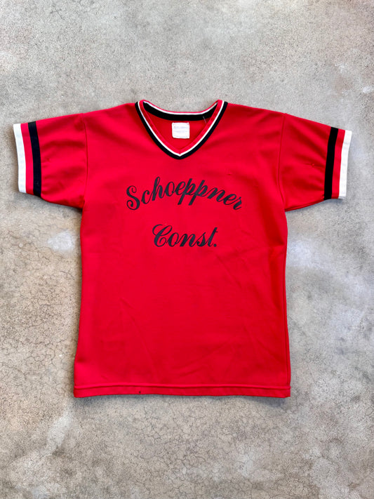 Vintage Felco Schoeppner Construction Red Baseball Jersey | S/M