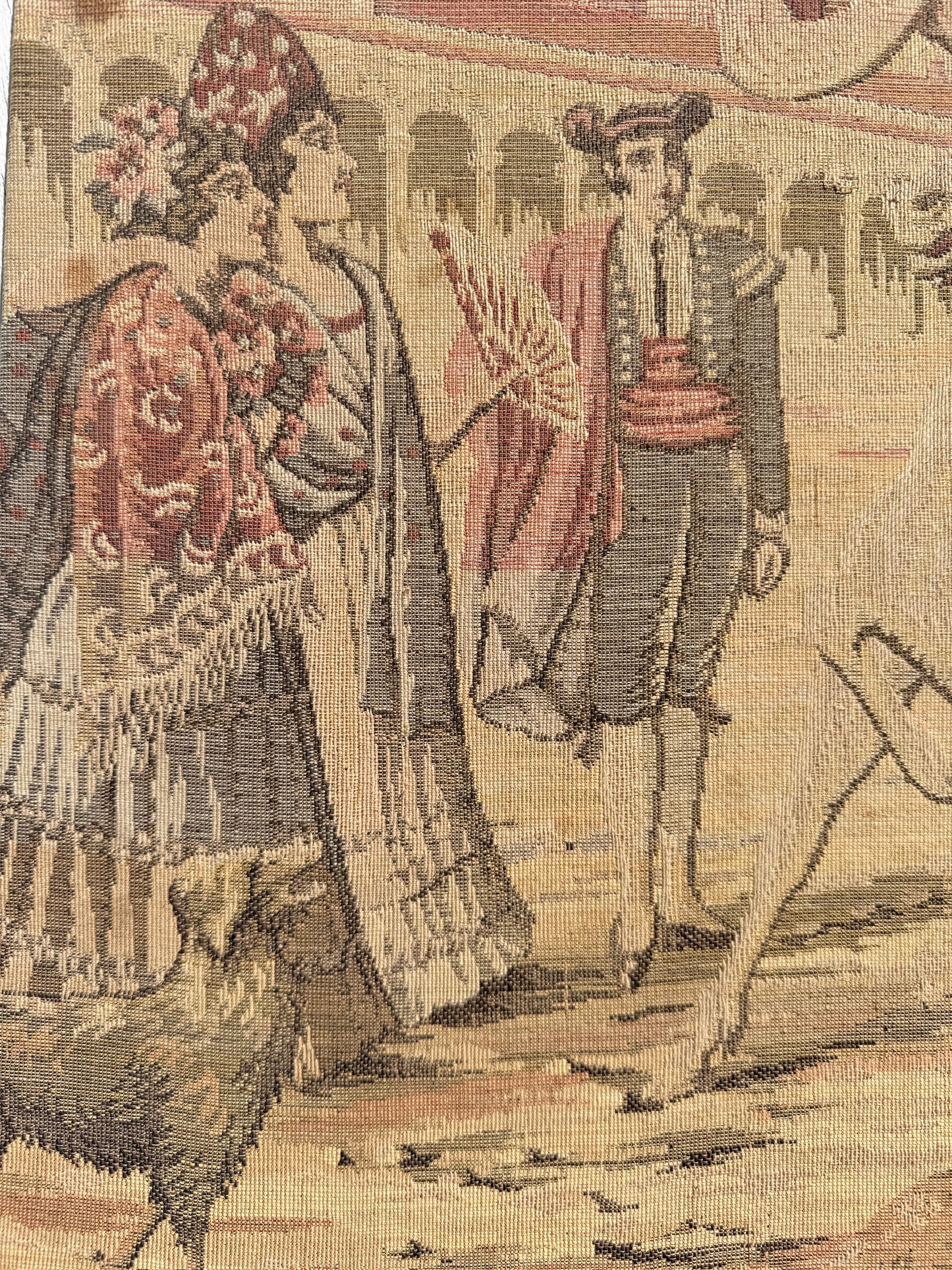 Vintage 1970s Mexico Streetscape Tapestry Art