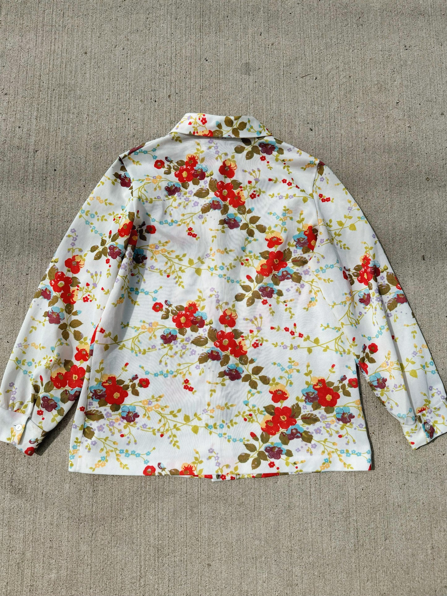 Vintage 1970s NPC Fashions Floral Polyester Shirt