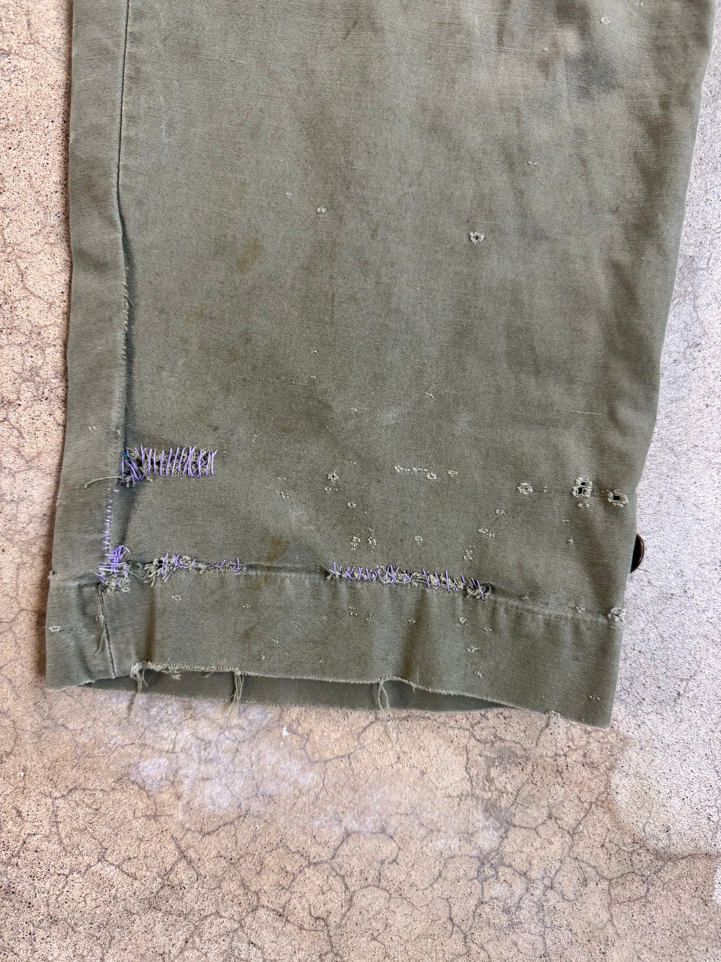 Vintage 1940s WW2 U.S. Military Distressed Cotton Field Trousers | Waist 30”