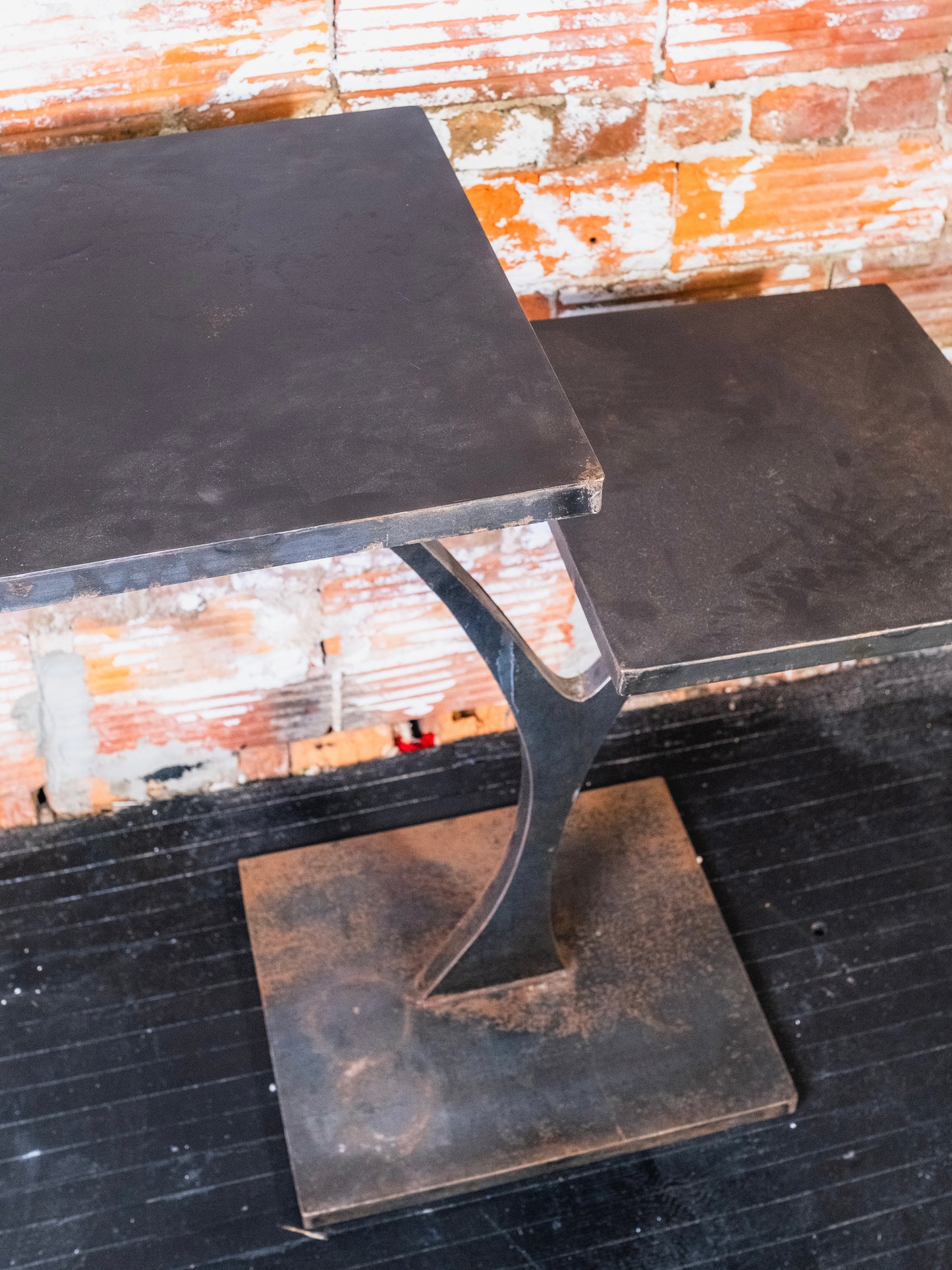 Vintage Steel Two-Tier Plant Stand