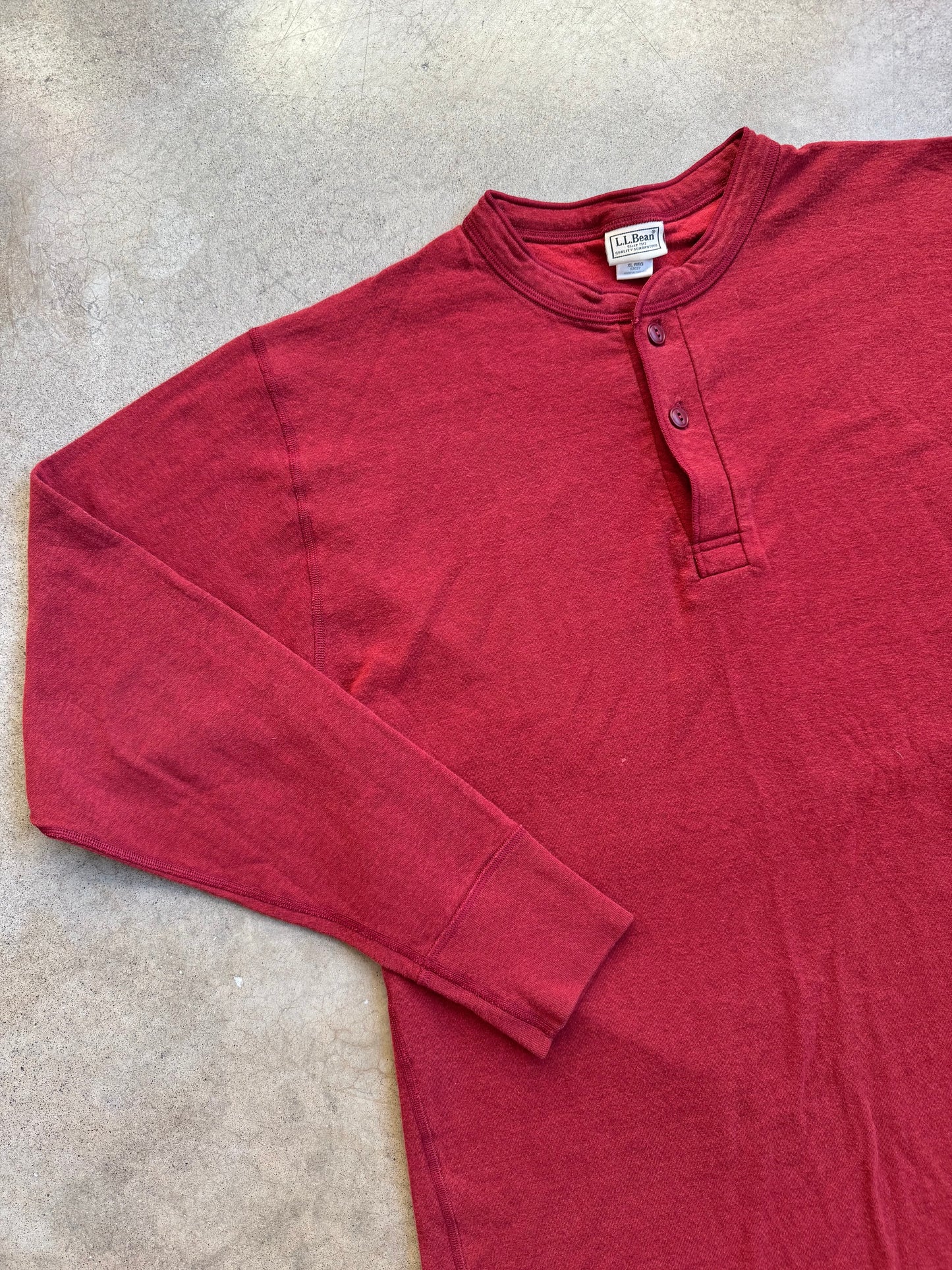 Vintage L.L. Bean River Drivers Red Wool-Blend Henley Shirt | XL