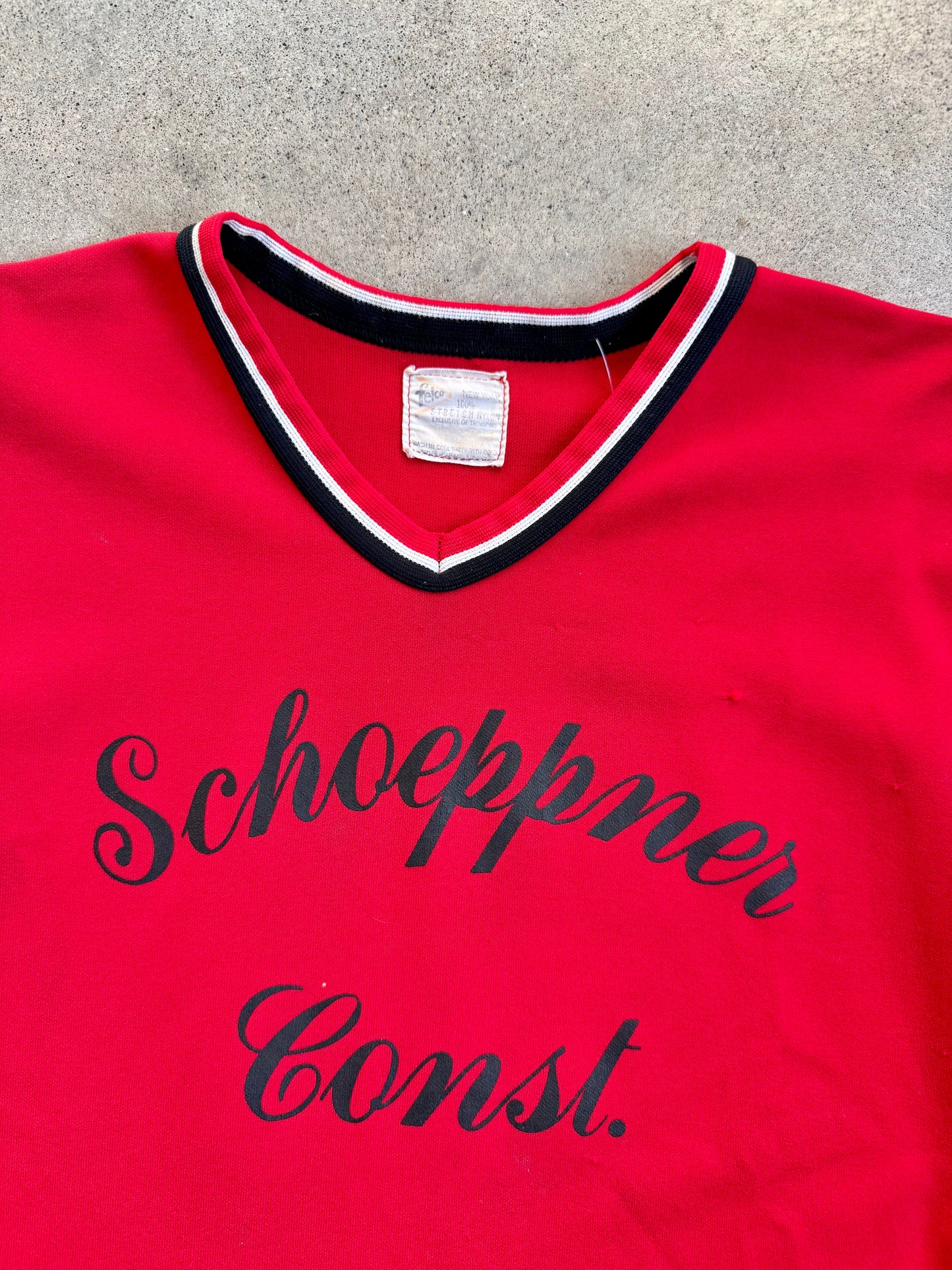 Vintage Felco Schoeppner Construction Red Baseball Jersey | S/M
