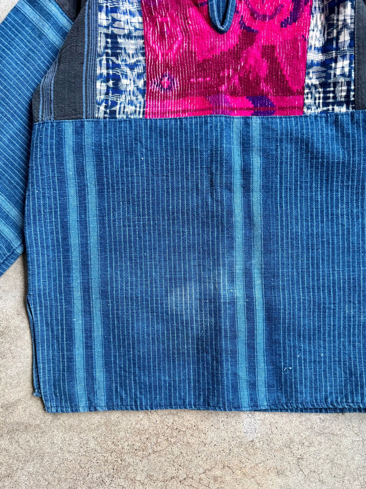 Vintage Guatemalan Woven Cotton Patchwork Tunic Folk Shirt | Medium