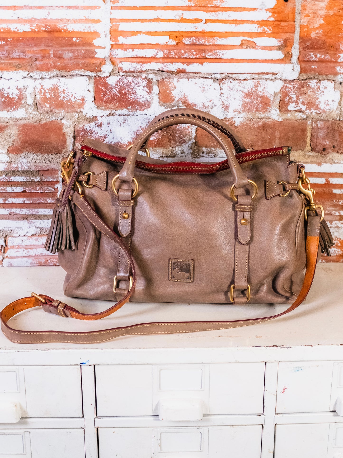 Dooney & Bourke Florentine Leather Large Satchel Bag | Charcoal