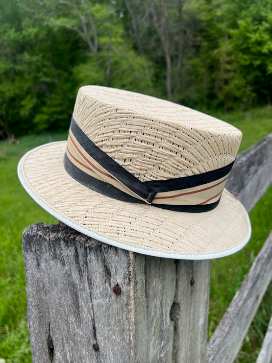 Vintage 1950s Straw Boater Hat