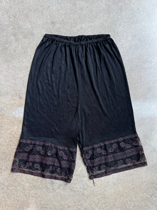 Vintage Black Lace Trim Bloomer Pettipants | Large