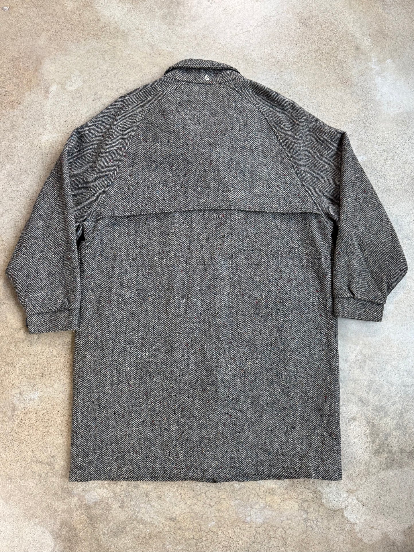 Vintage 1980s Woolrich Grey Speckled Tweed Mackinaw Jacket | XL