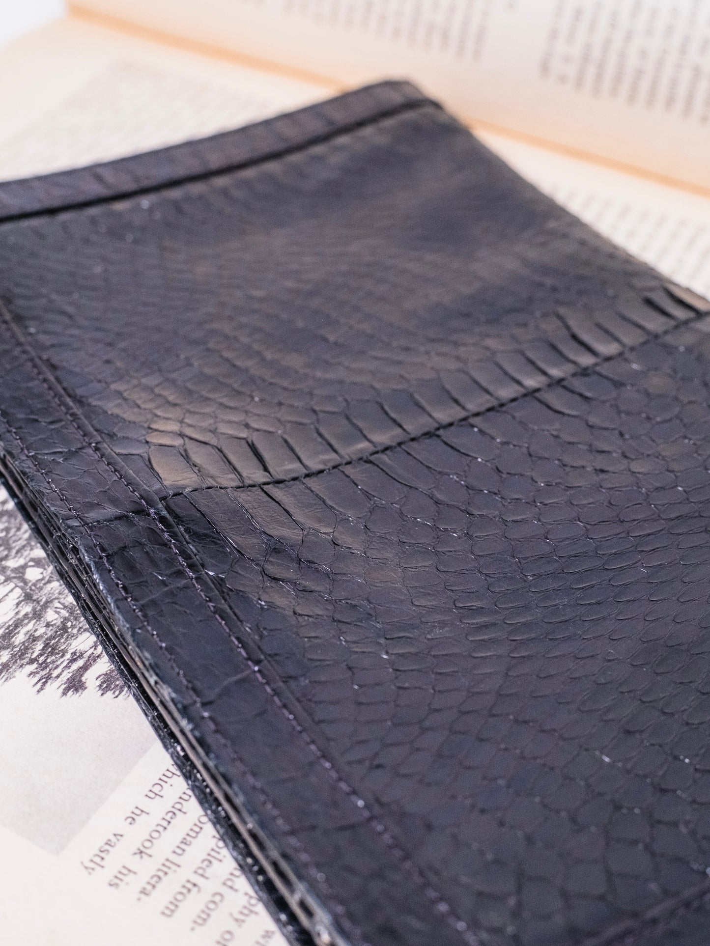 Vintage 1950s Black Snakeskin Clutch