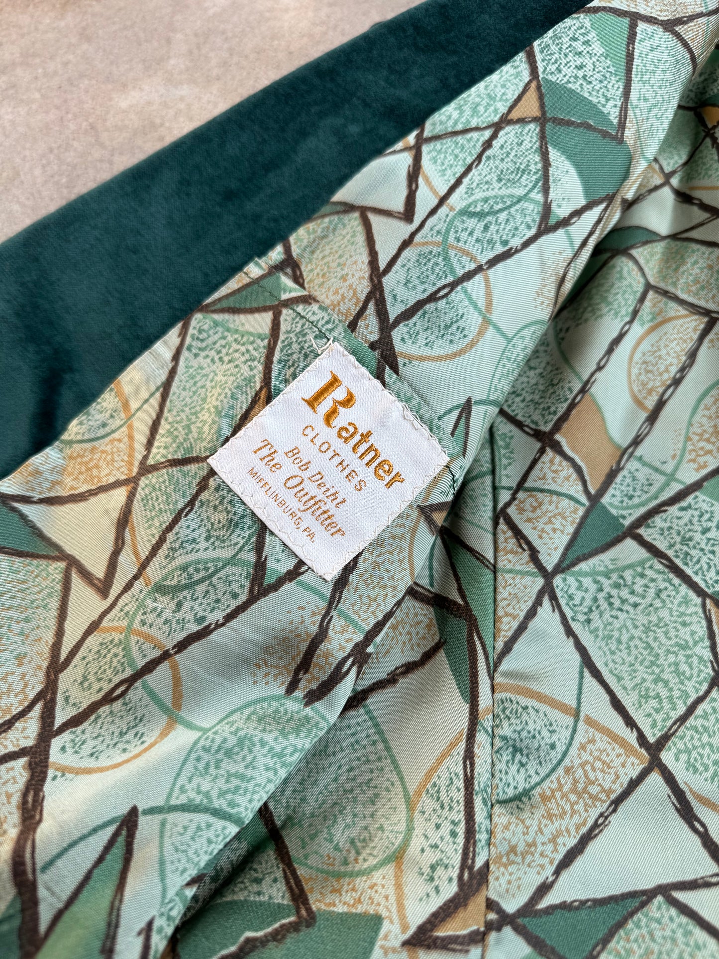Vintage 1970s Ratner Green Velvet Two-Piece Suit | L/XL