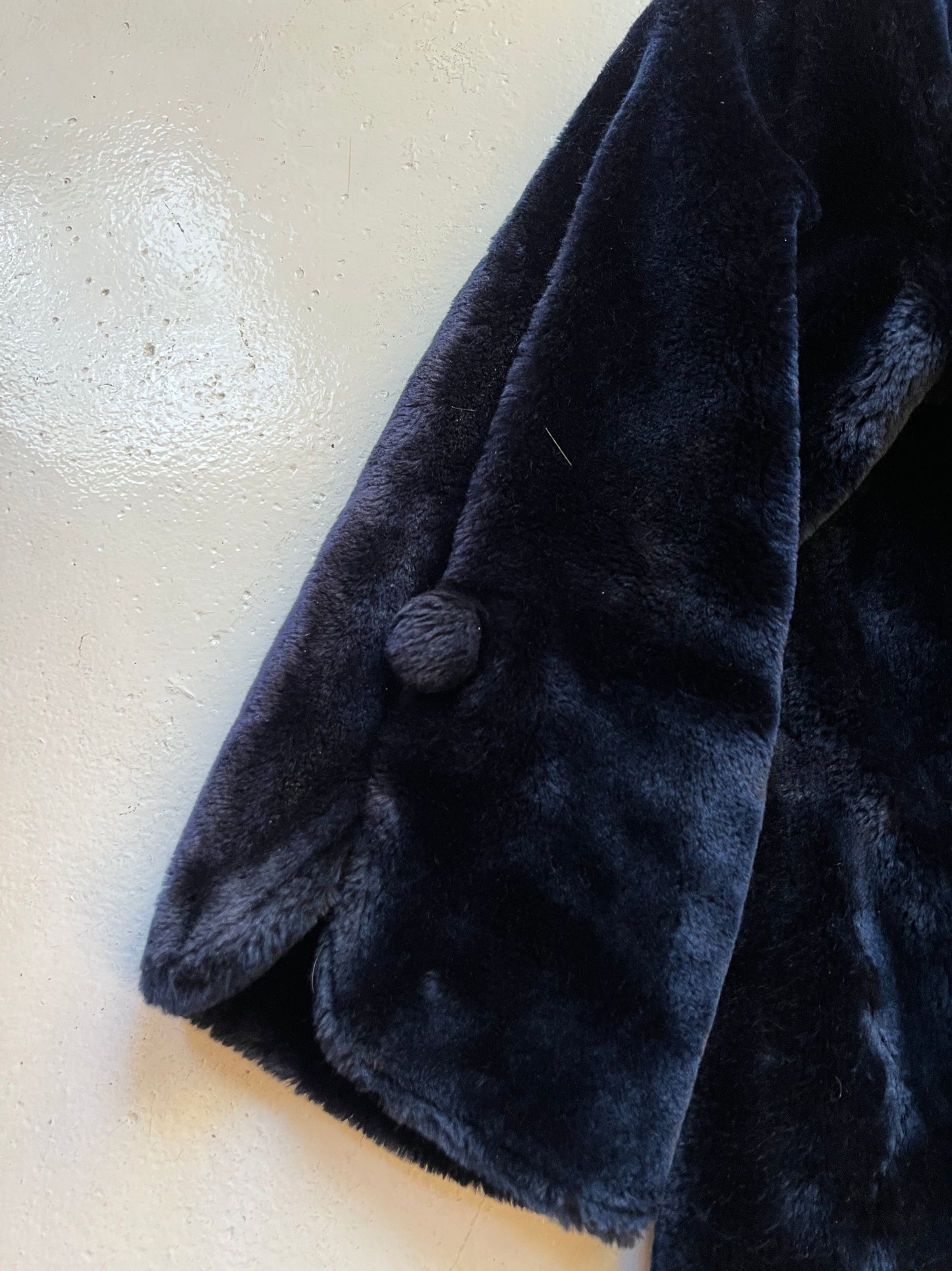 Vintage Borgana Navy Blue Faux Fur Coat | L/XL