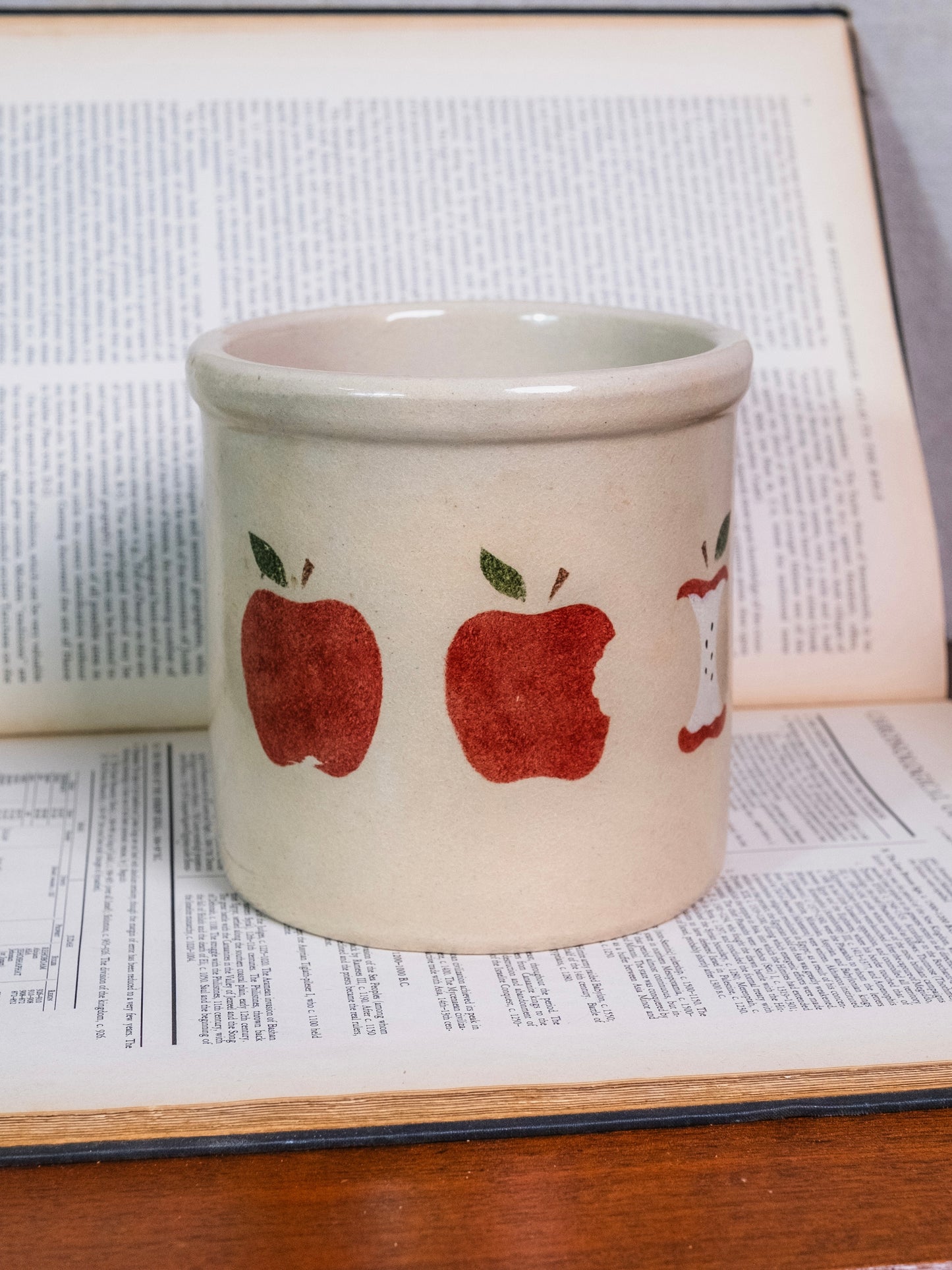 Vintage 1970s Robinson Ransbottom Roseville Pottery Apple Utensil Jar