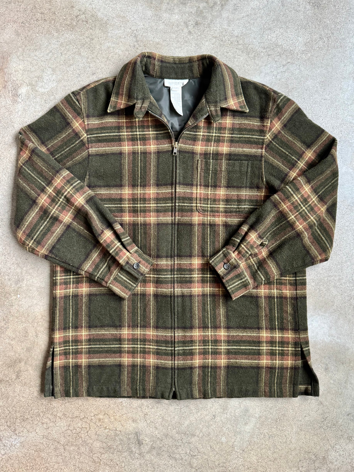 Vintage 1990s Jones New York Green Plaid Wool-Blend Jacket | Large