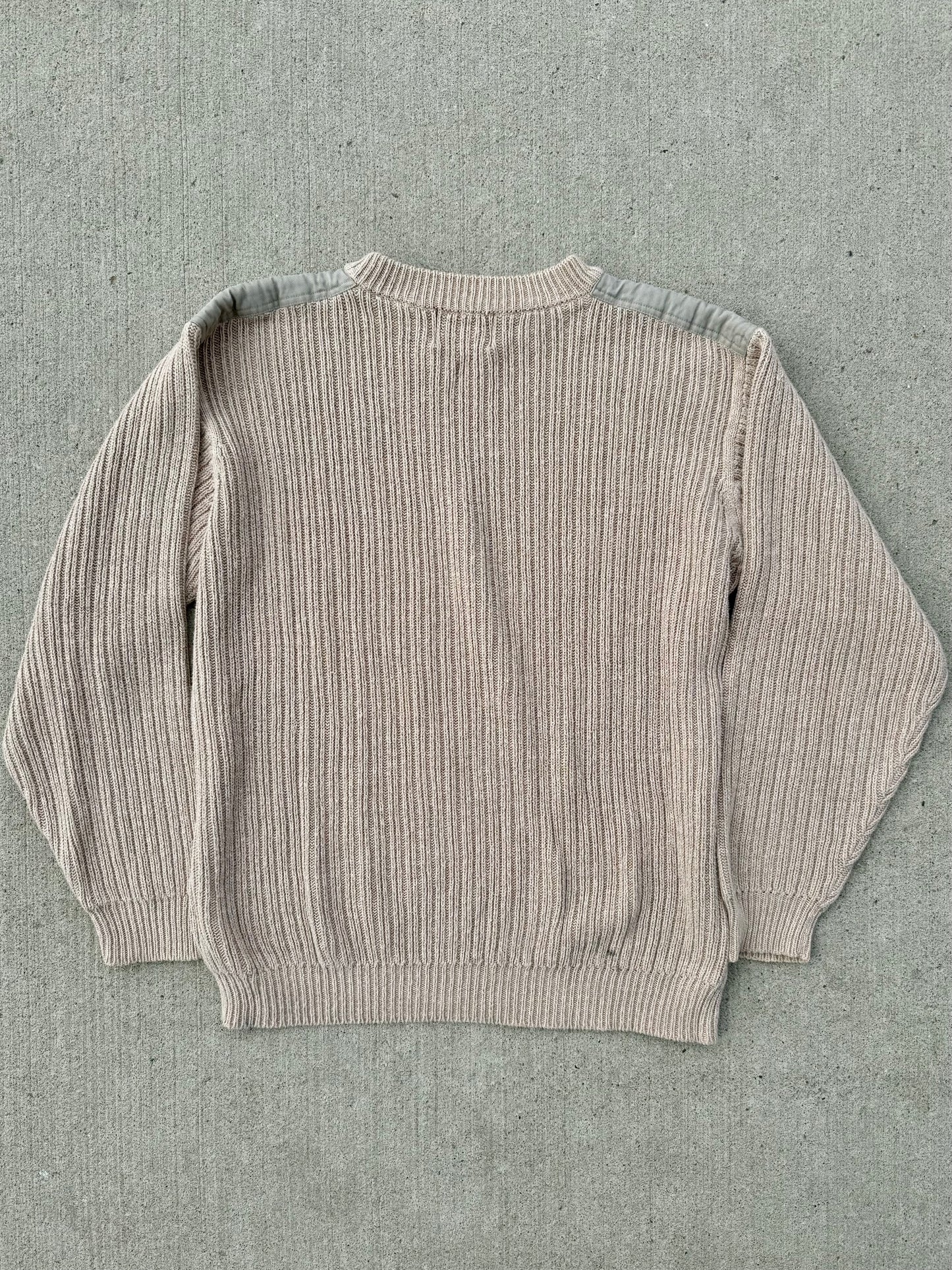 Vintage 1990s Woolrich Neutral Cotton Crewneck Sweater | Large