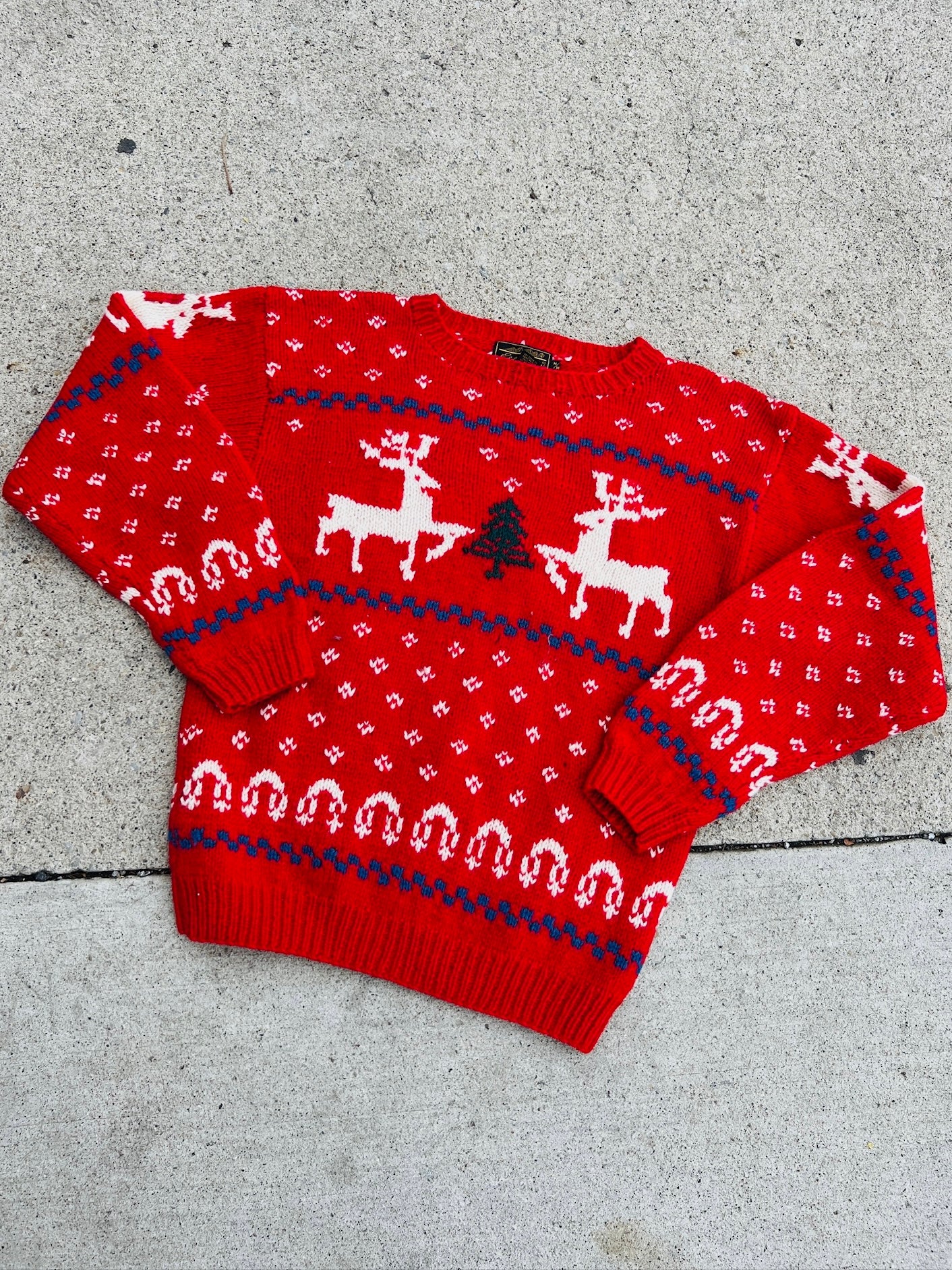 Vintage Eddie Bauer Holiday Pattern Red Wool Sweater | Medium