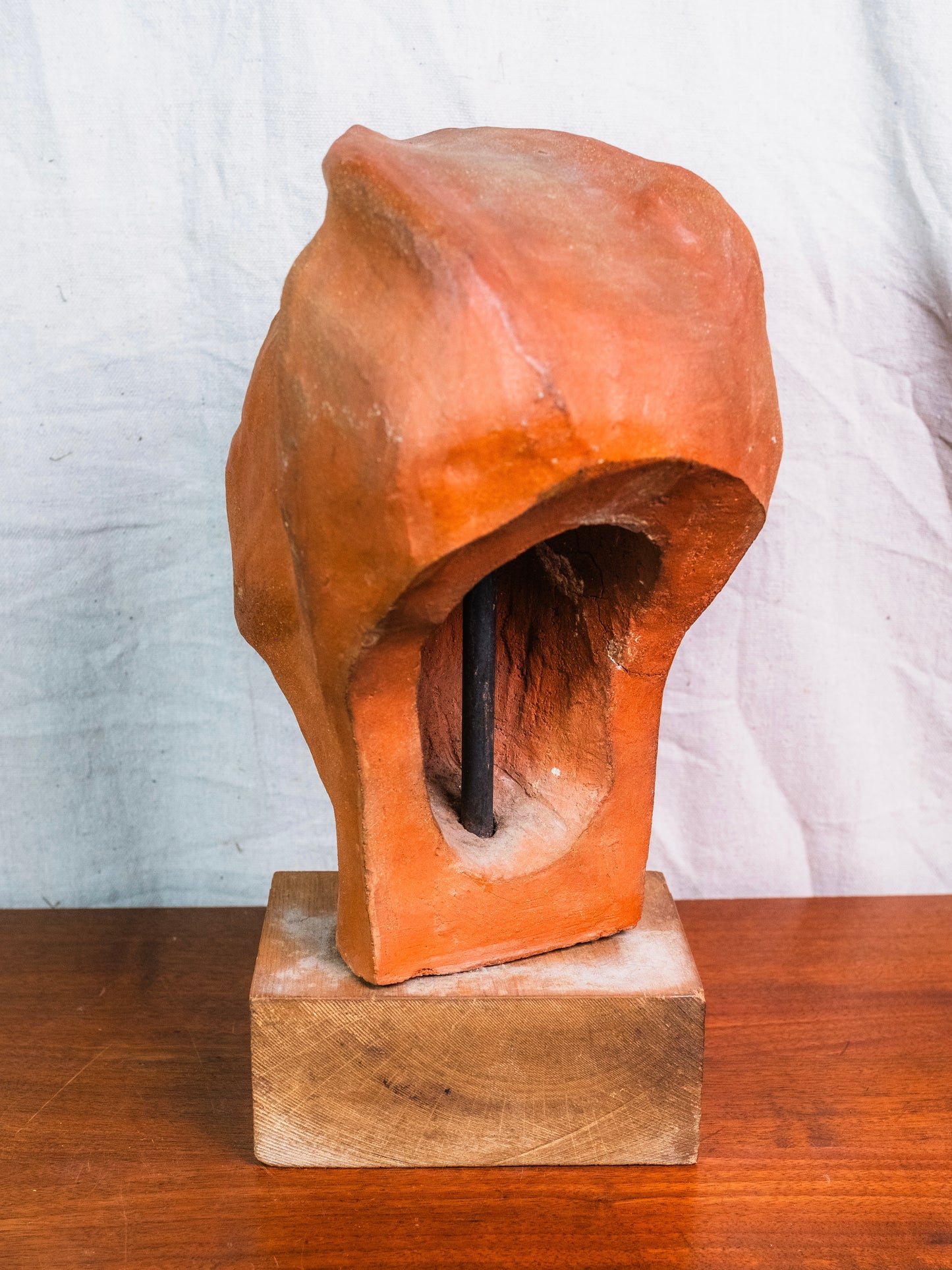 Vintage Handmade Terracotta Masculine Bust Sculpture