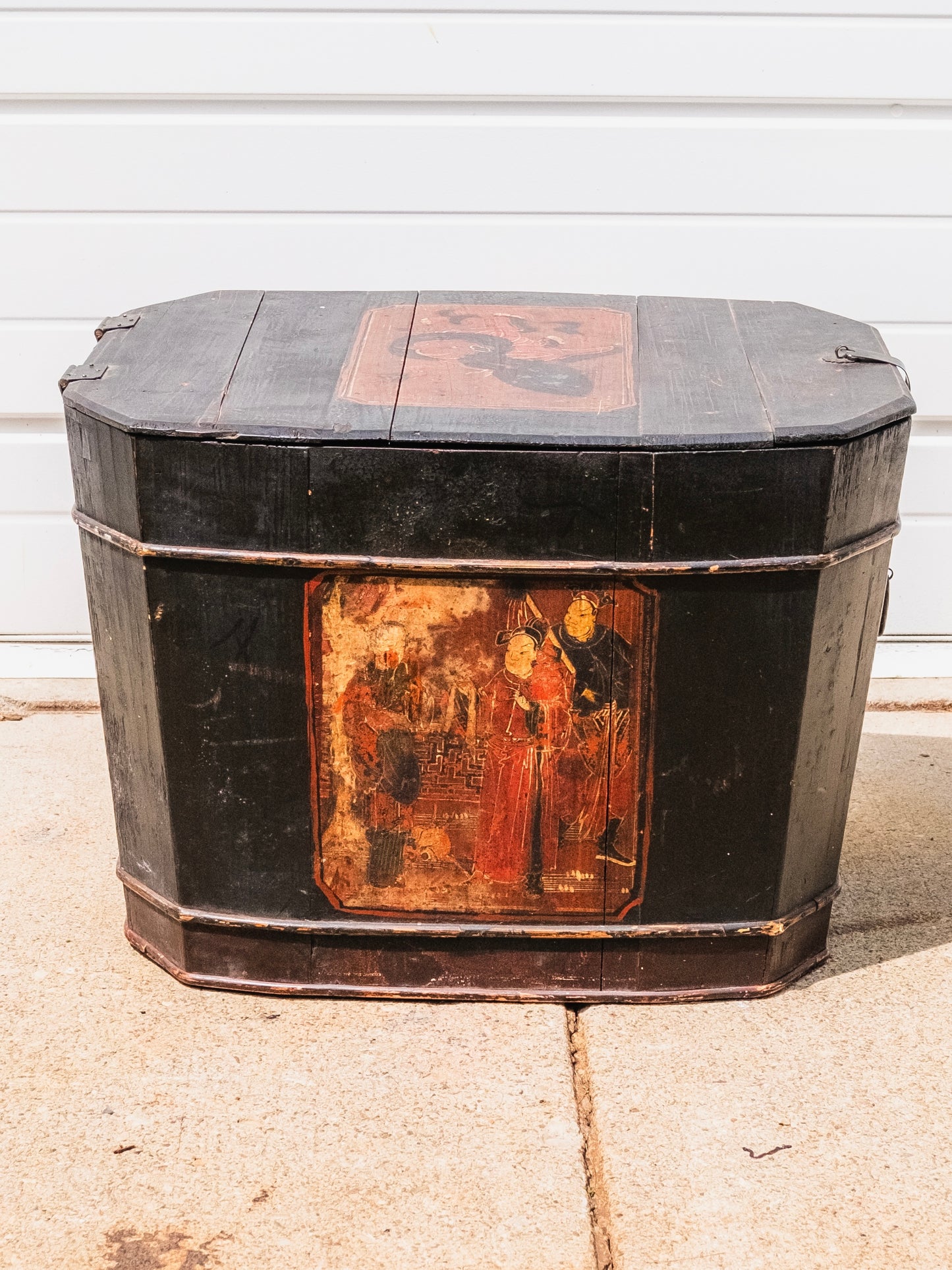 Antique 1900s Wood Lacquered Chinese Rice Chest