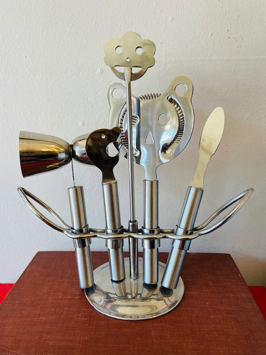 MCM Godinger Silver Art Co. Cocktail Bar Tool Set