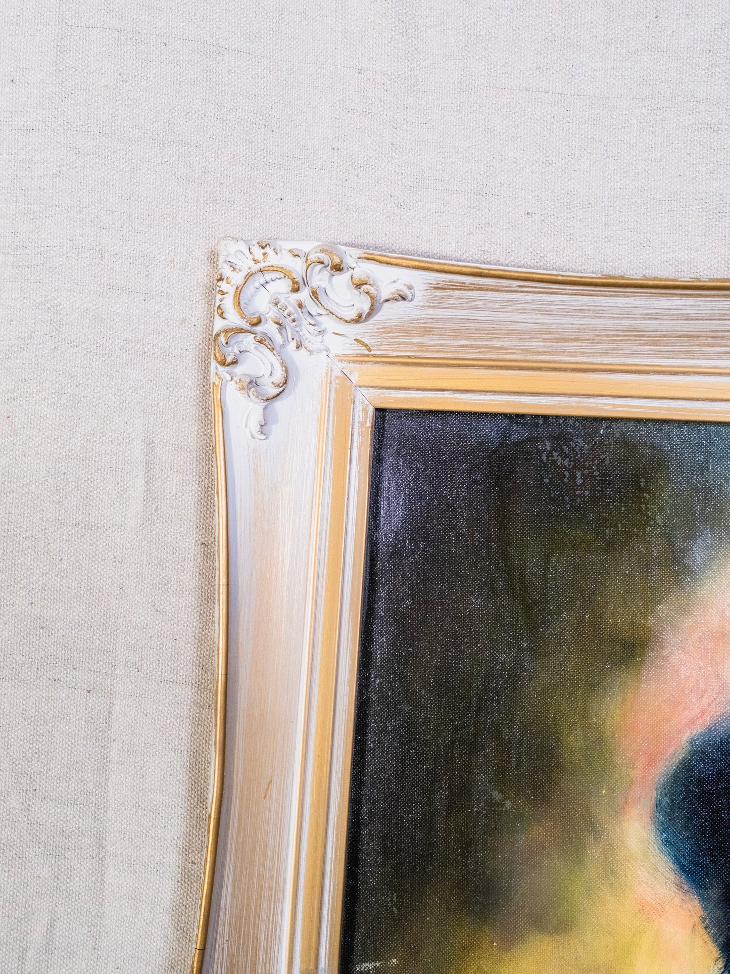 Vintage 1960s Framed & Signed "Dark Haired Lady" Oil on Canvas Painting