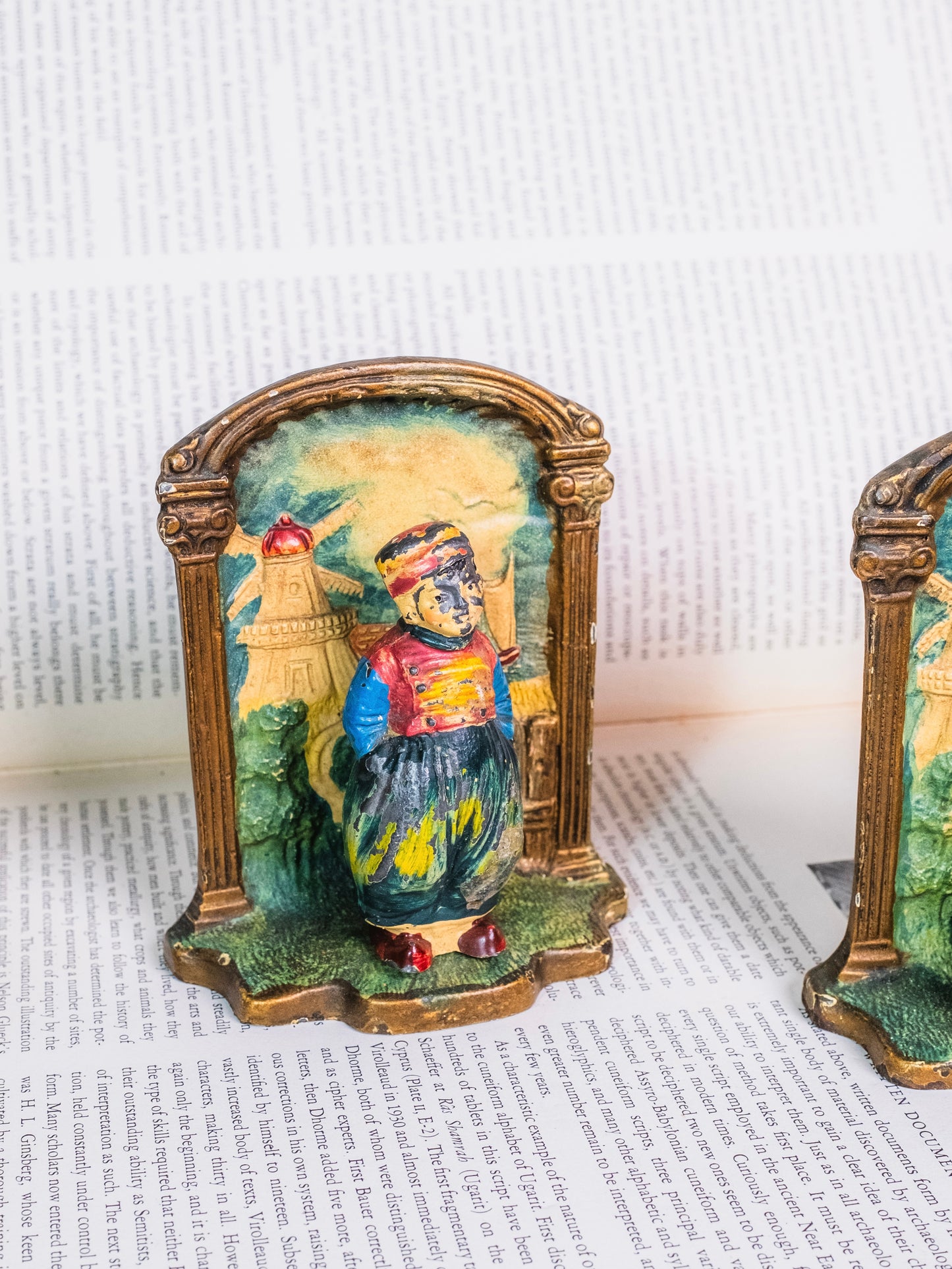 Antique Hubley Cast Iron "Dutch Boy & Girl" Bookends | Set of 2