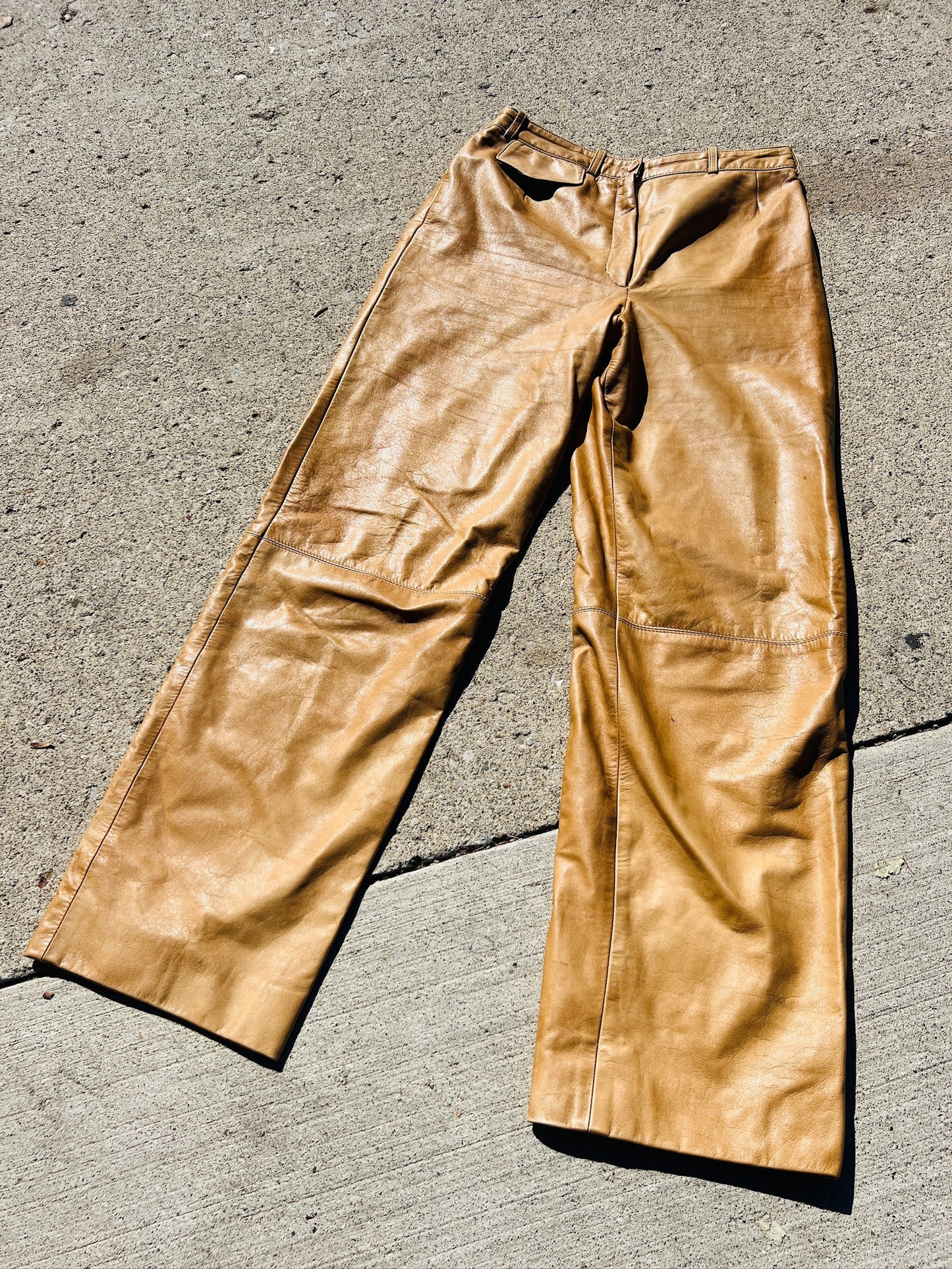 Vintage 1970s/80s Kasper J.L. Sport Tan Leather Pants | Waist 27”