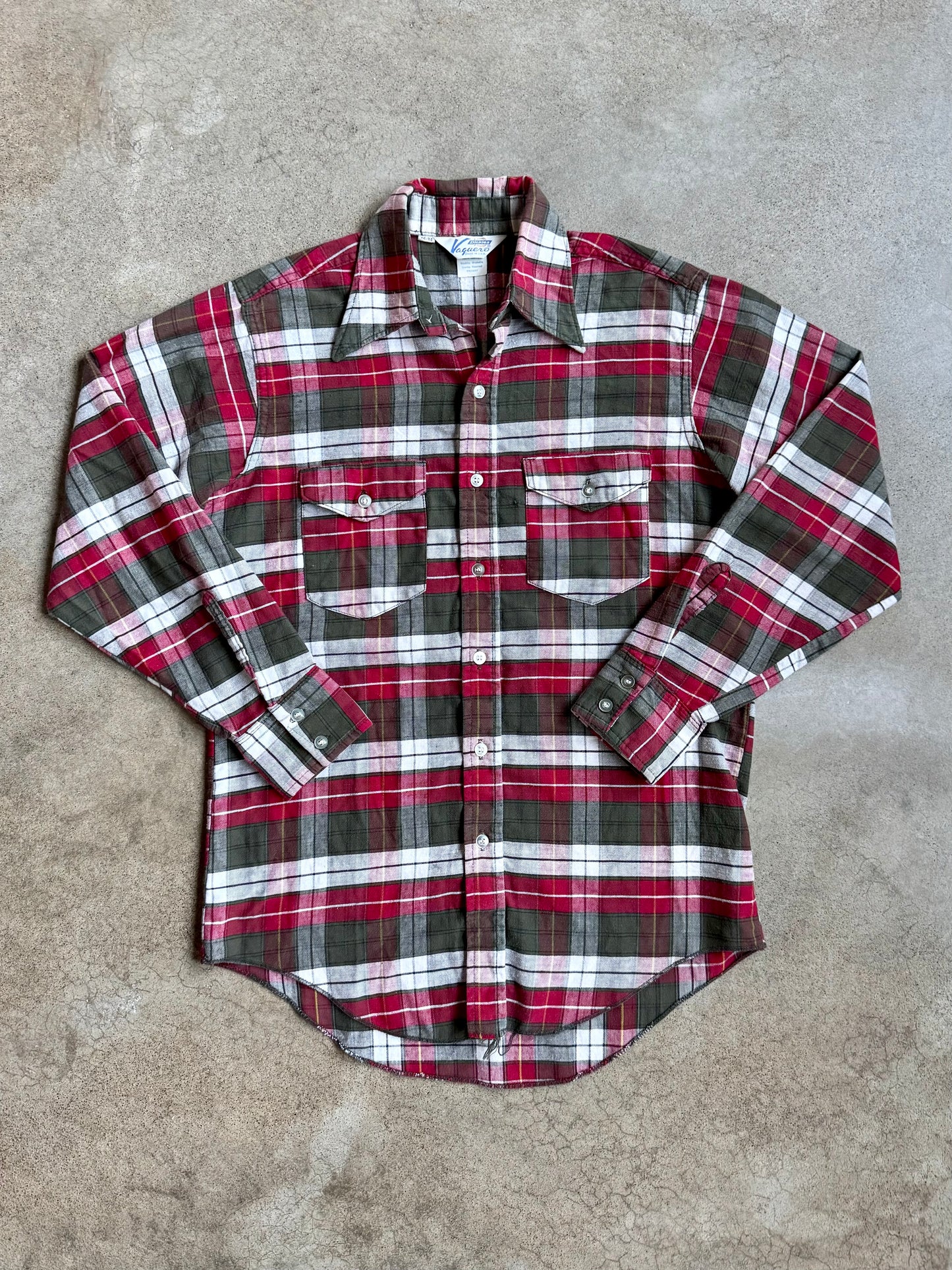 Vintage 1970s Dickies Vaquero Plaid Cotton Button-Up Shirt | Small