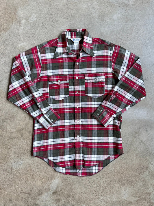 Vintage 1970s Dickies Vaquero Plaid Cotton Button-Up Shirt | Small