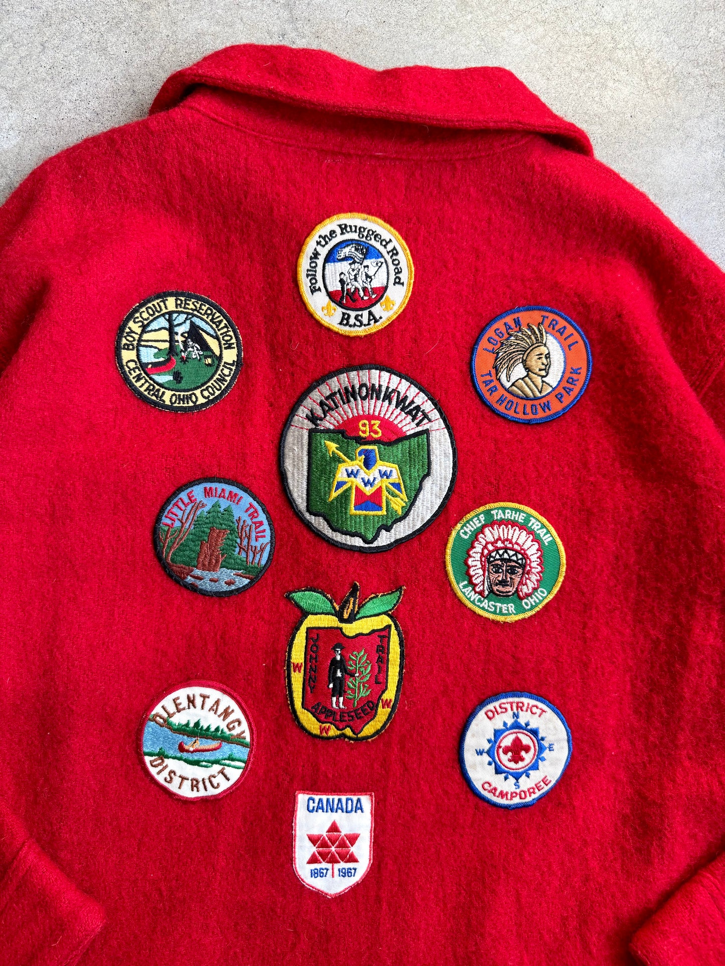 Vintage 1950s Norlite Red Wool Patched Pullover Shirt Jacket | L/XL