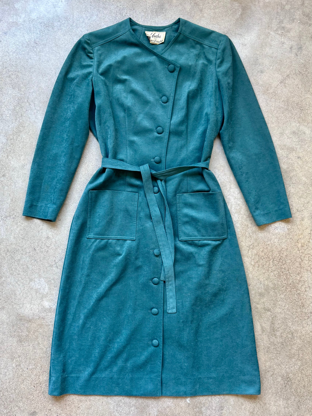 Vintage 1970s Umba for Parnes Feinstein Faux “Ballet Suede” Belted Duster Jacket | Medium