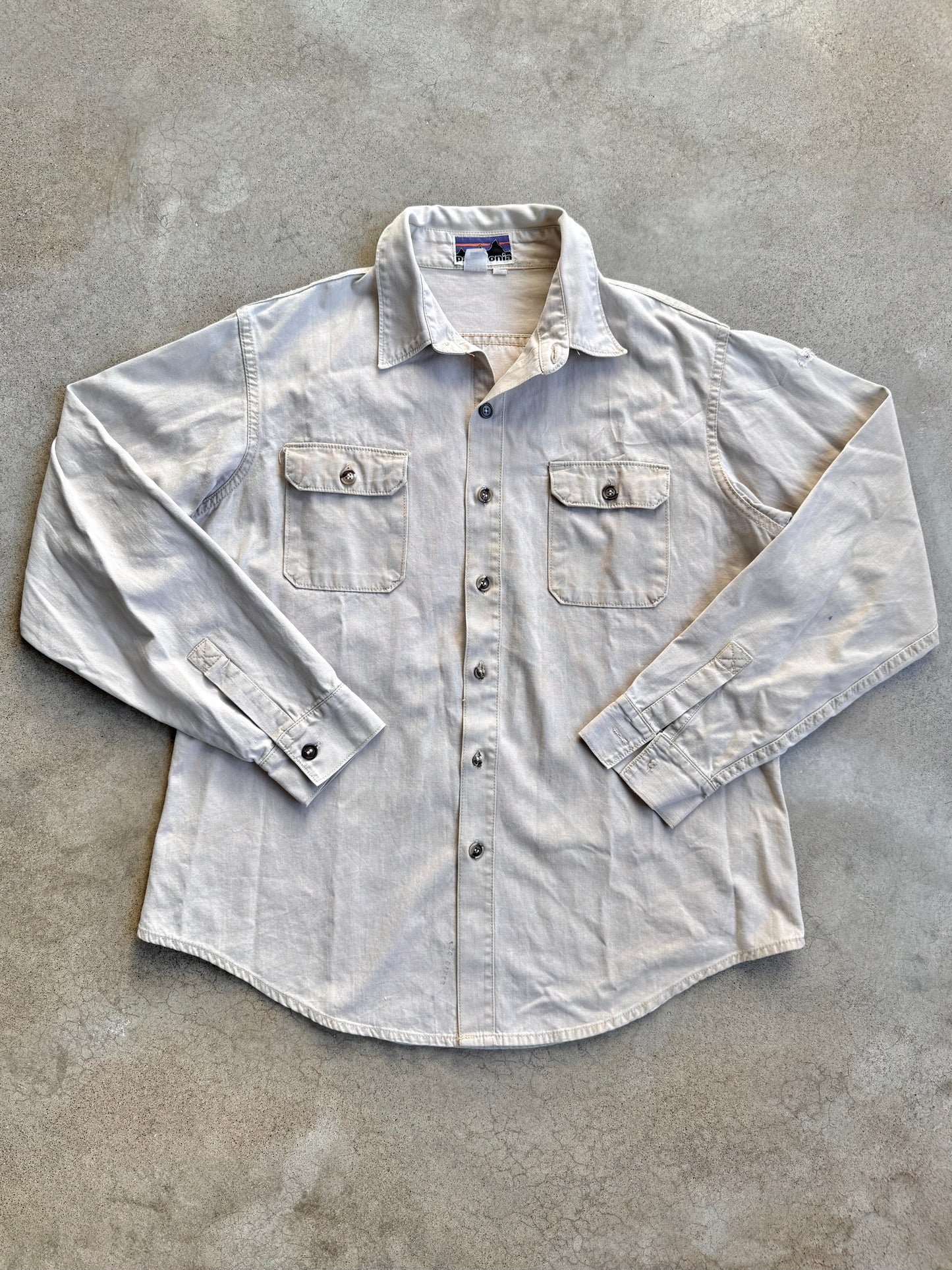 Vintage 1980s Patagonia Beige Canvas Utility Shirt | XL