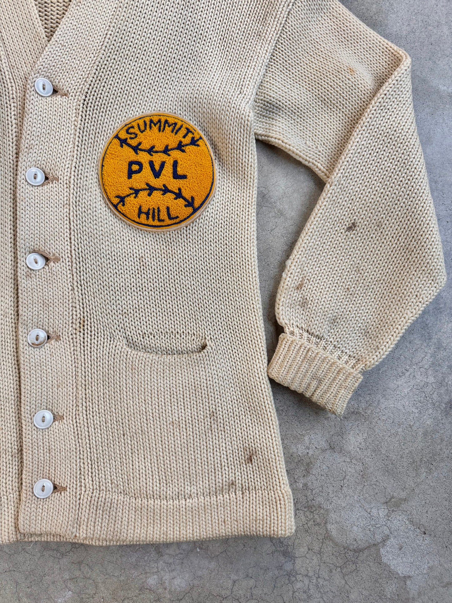 Vintage 1940s Yearite Summit Hill Patched Varsity Cardigan Sweater | Medium