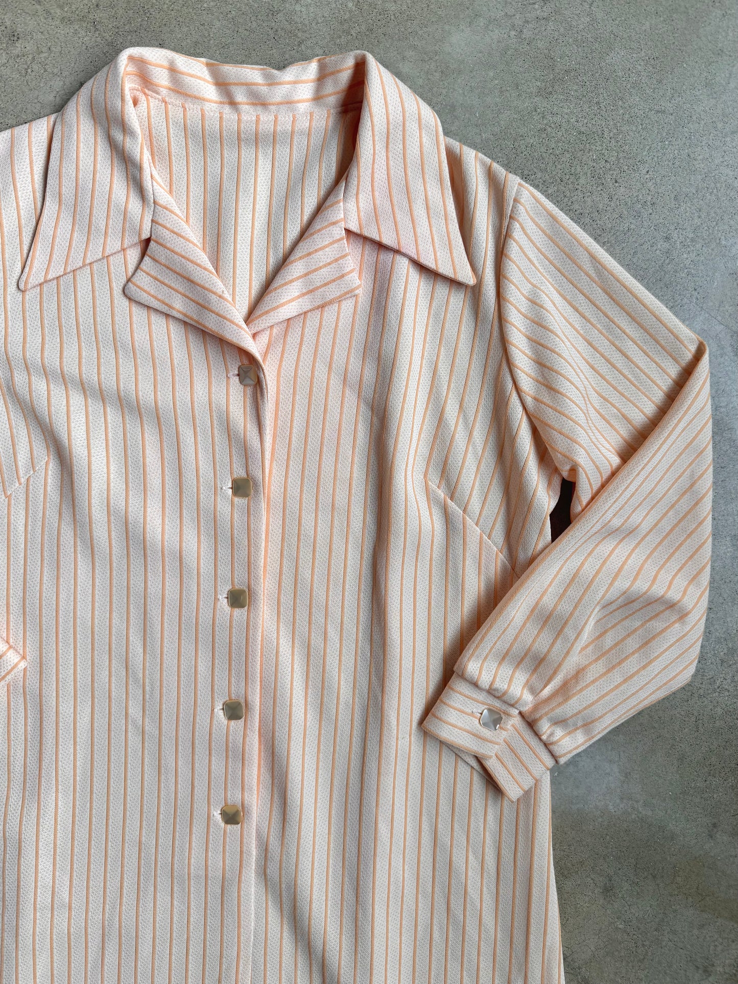 Vintage 1960s Orange Striped Long Sleeve Shirt Dress | Large