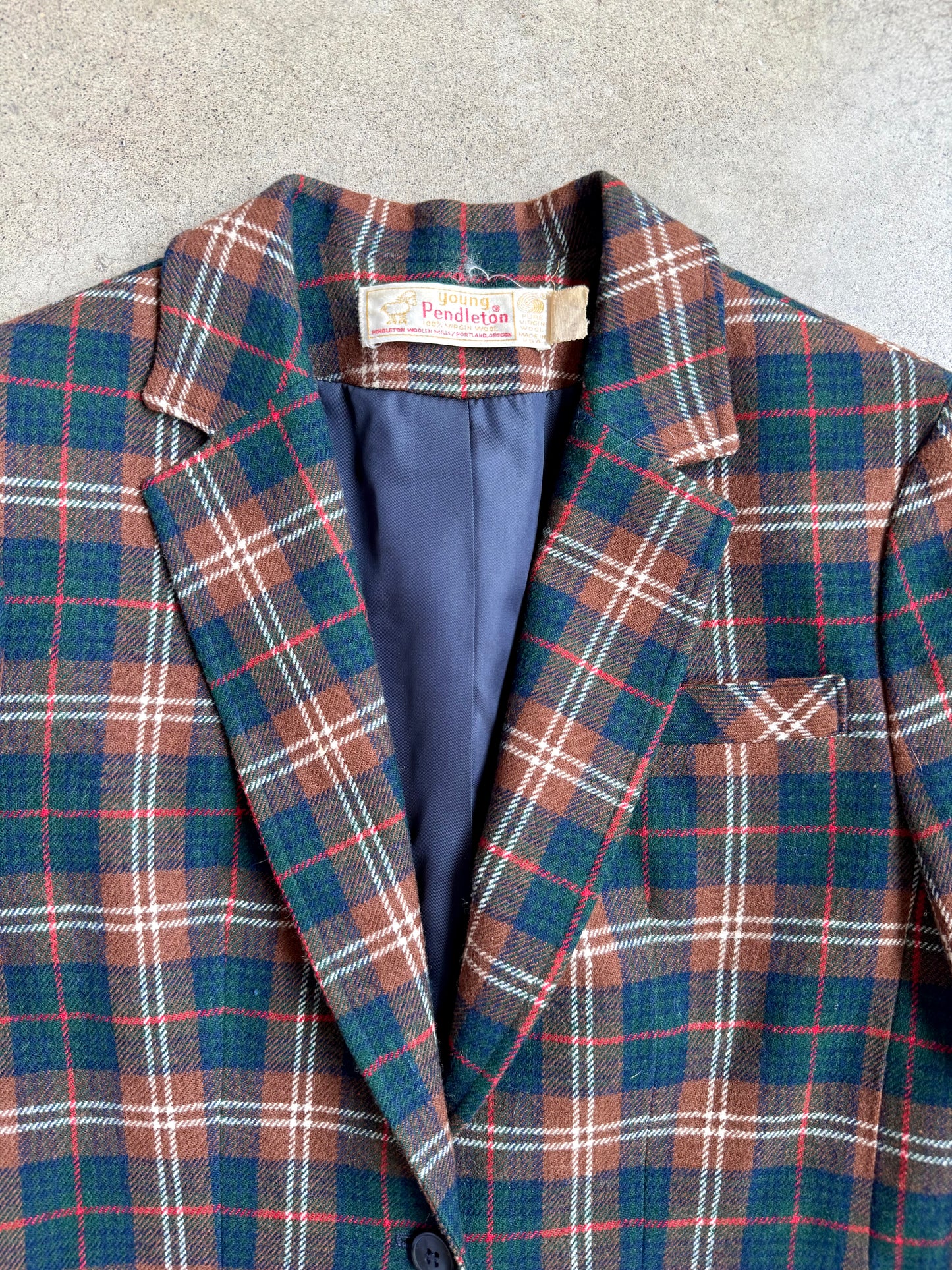 Vintage 1970s Young Pendleton Plaid Wool Blazer | XS