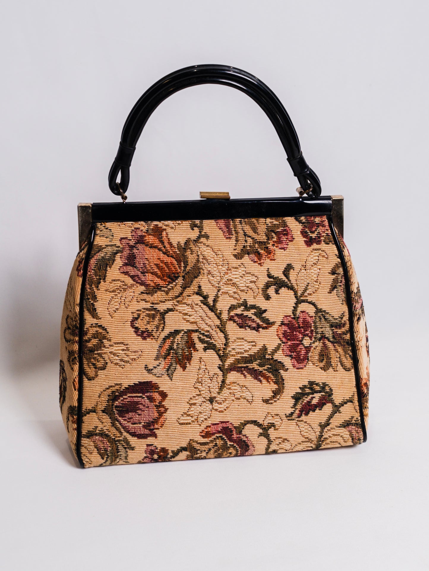 Vintage 1940s Dover Floral Tapestry Top Handle Bag