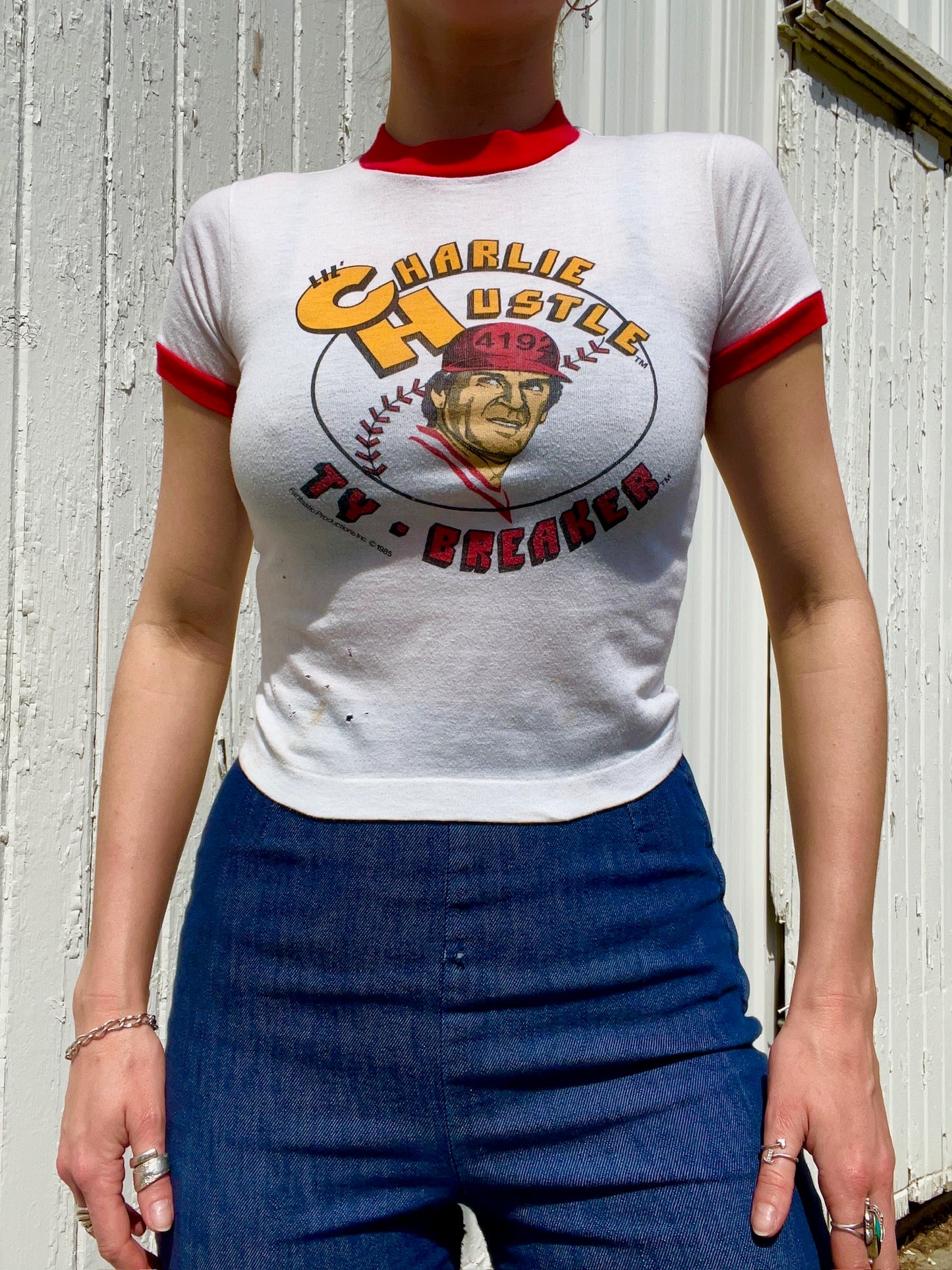 Vintage 1980s Lil’ Charlie Hustle Ringer Tee | Youth M