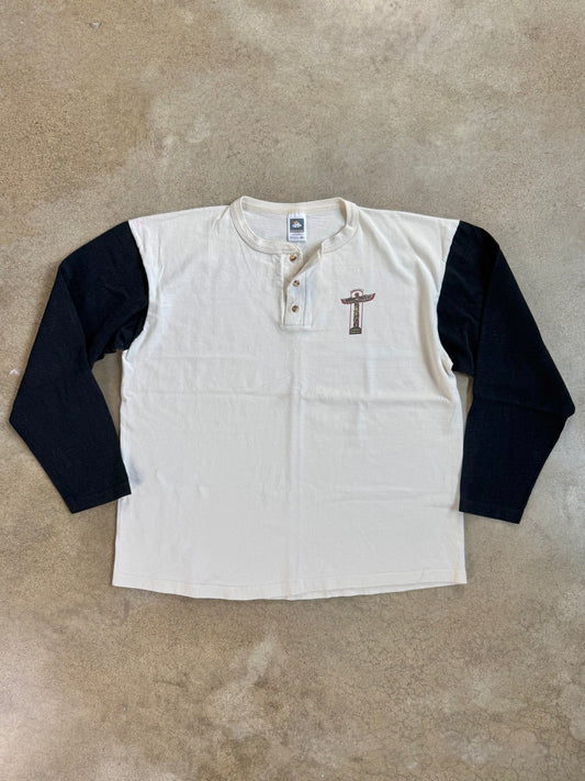 Vintage 1990s PeopleSoft Conference Two-Tone Cotton Henley Tee | XL