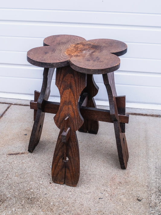 Antique 1920s Arts & Crafts Handmade Clover Shaped Wooden Table