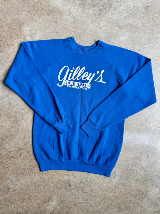 Vintage 1980s Gilley’s Club Pasadena Texas Blue Raglan Sweatshirt | XL